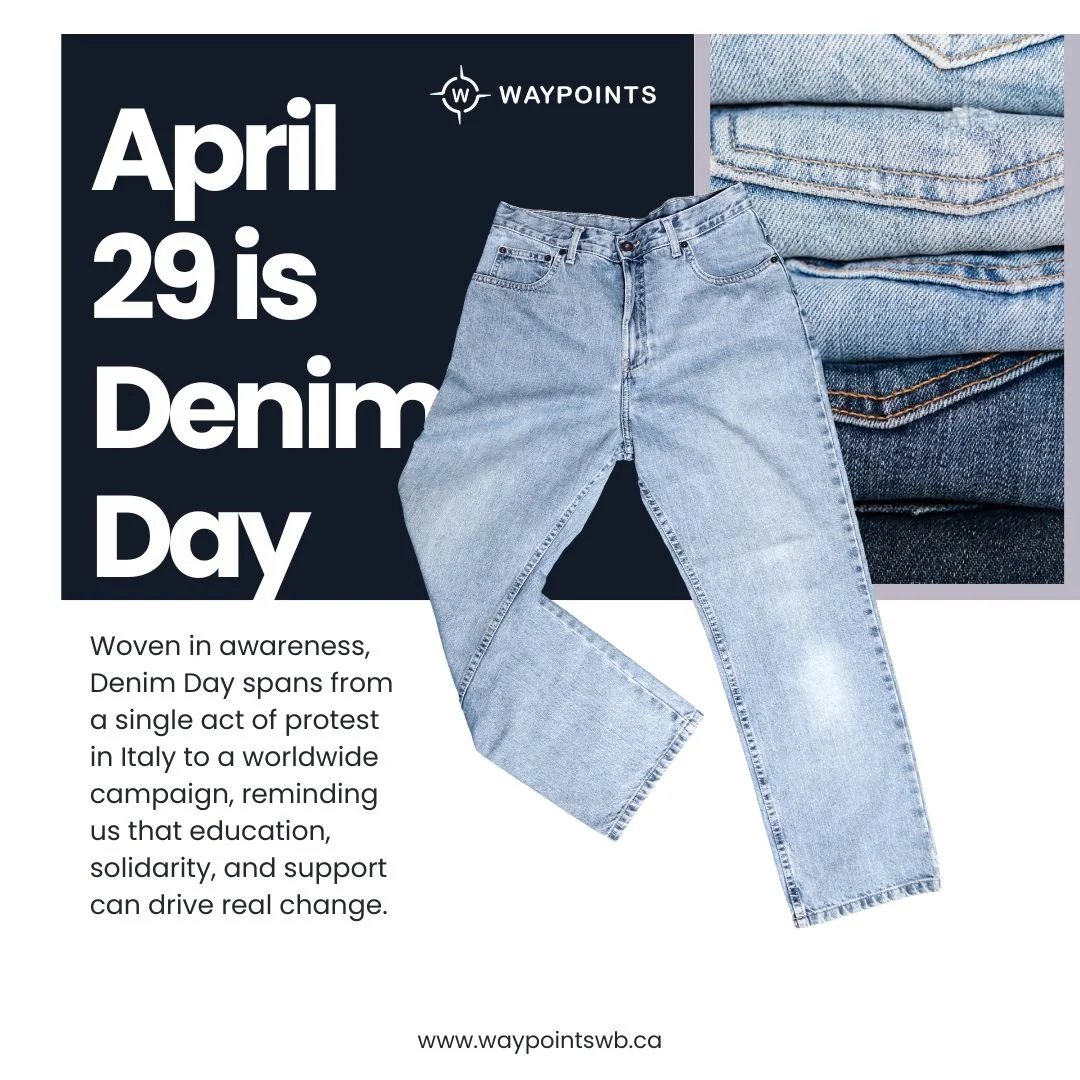 Denim Day is a national campaign held on the last Wednesday of April to raise awareness about sexual violence, challenge harmful myths, and support those impacted. It began in response to a 1998 Italian Supreme Court ruling that overturned a sexual a