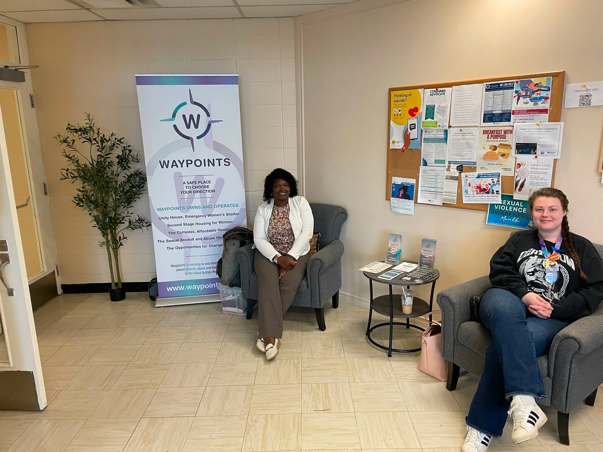 Our Outreach team is at the Family Support Centre in @fortmckay today, sharing information about Waypoints programs and services and connecting with community members.

Come visit us, ask questions, pick up resources, and learn more about the support