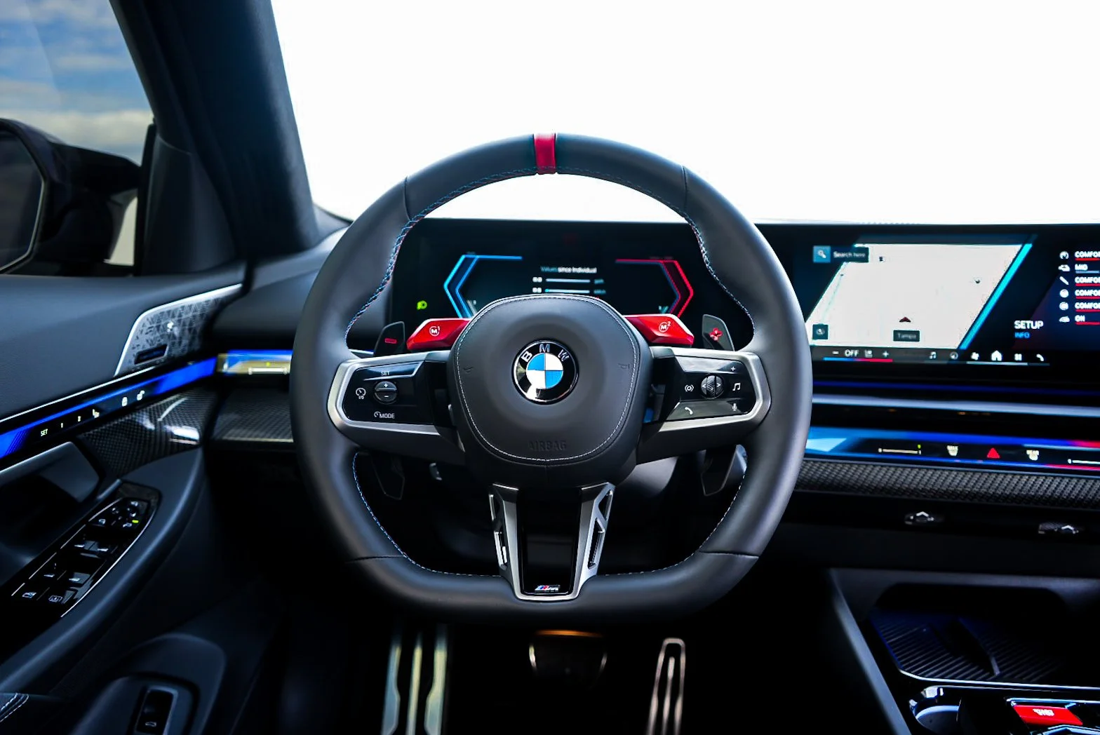 White 2026 BMW M5  along Courtney Campbell Causeway, Tampa FL.