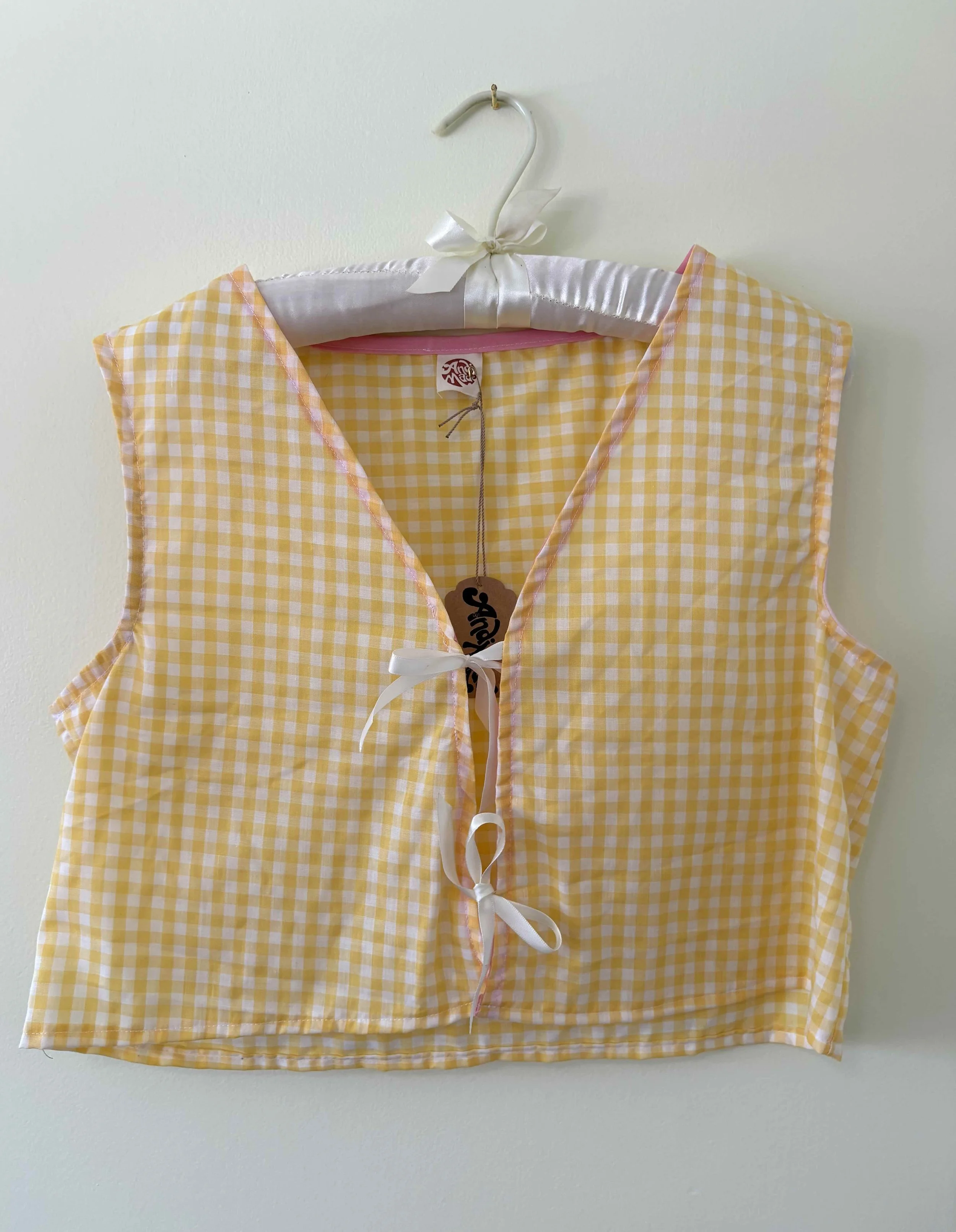 Yellow Gingham Vest / Small