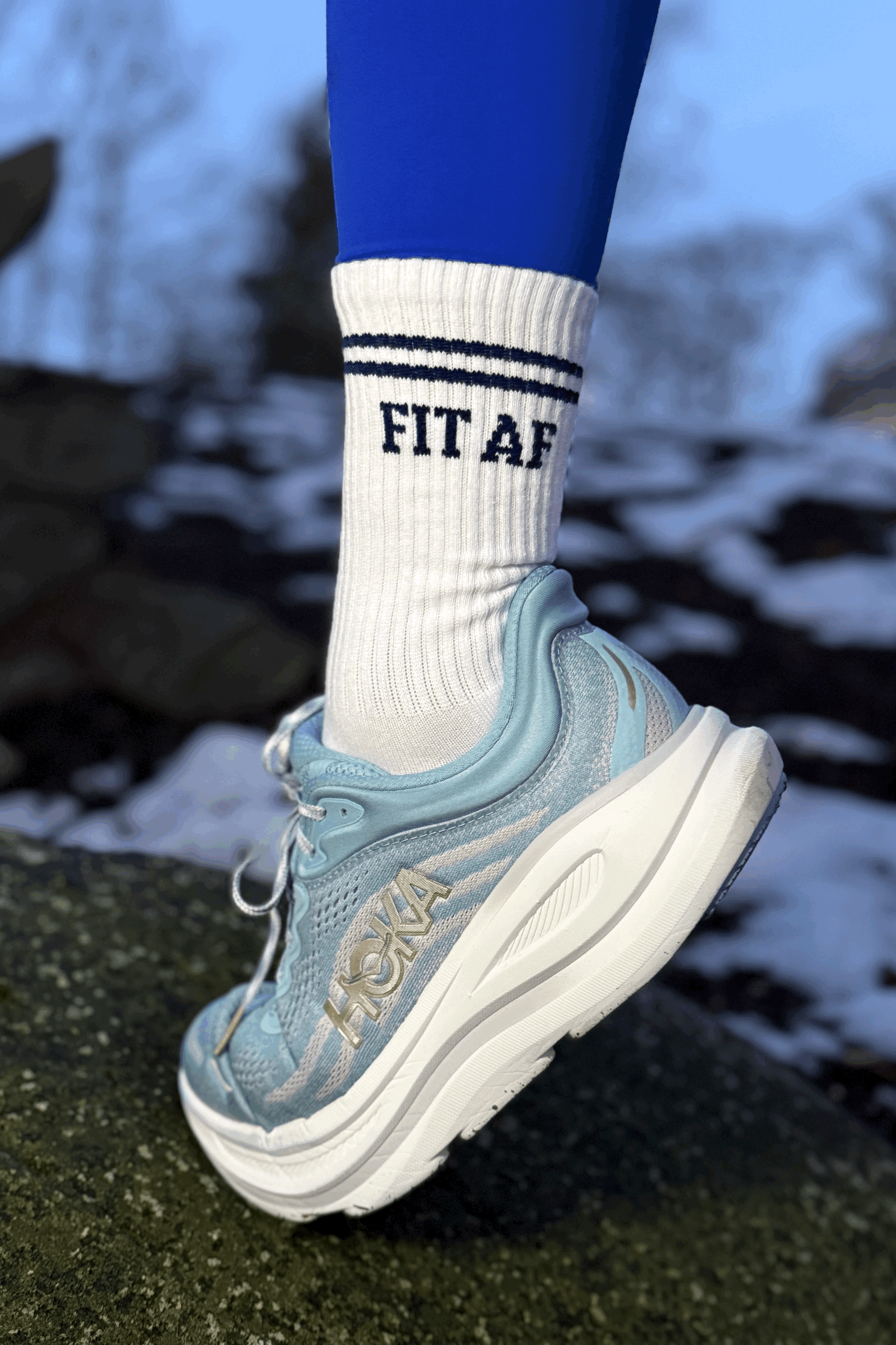 White & Navy Fit AF Socks