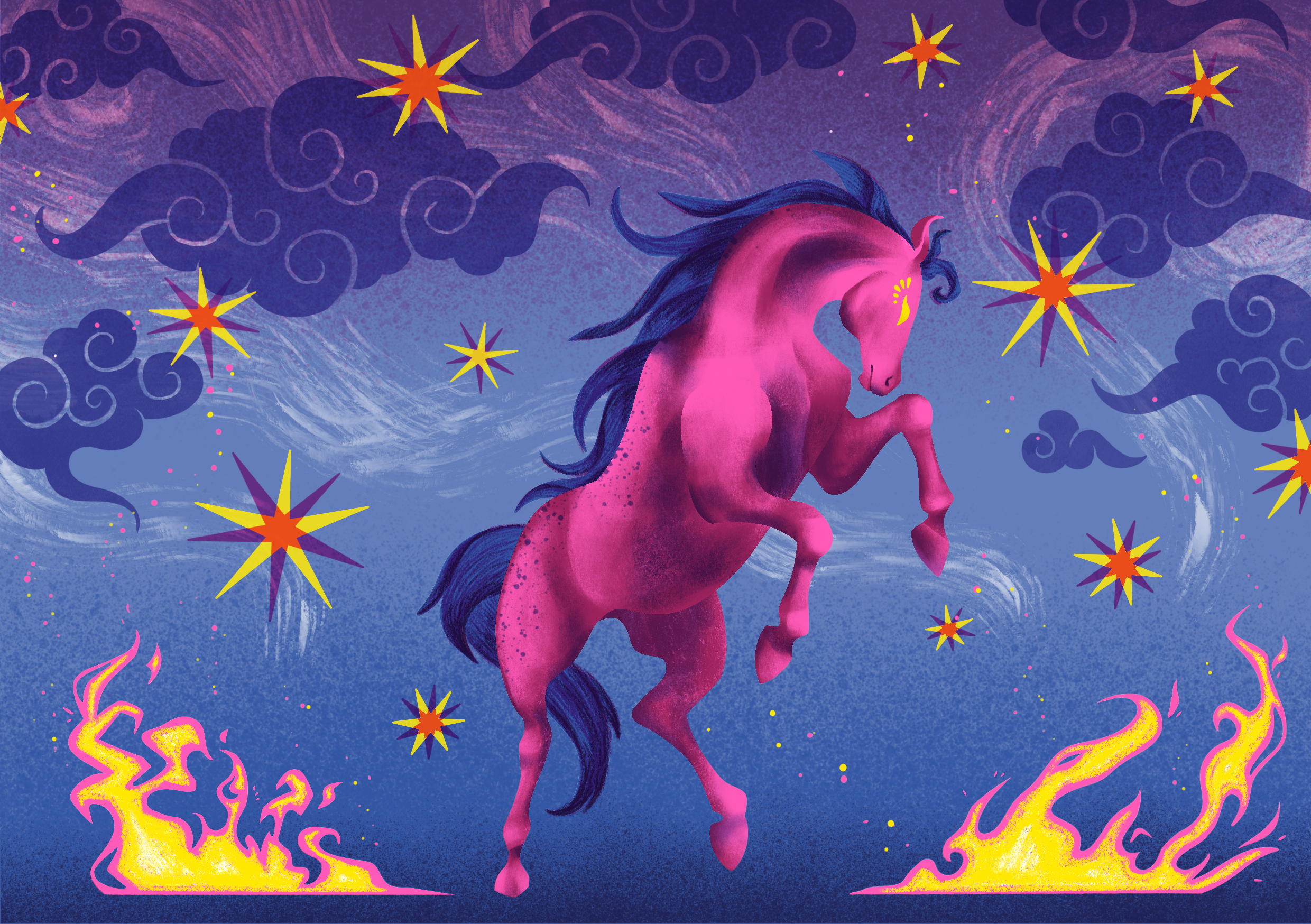 Fire Horse  
celebrating the 2026 Lunar New Year riso-style!