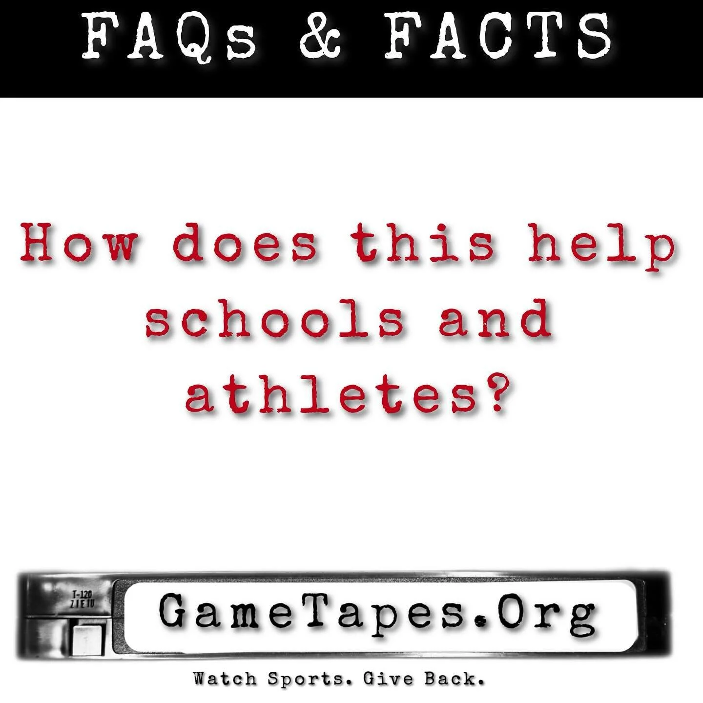 Q: How does this help schools and student-athletes?

The majority of proceeds from the on-demand platform go directly to the schools/organizations featured in each tape to benefit athletes.

GameTapes.Org also provides sports media internships to stu