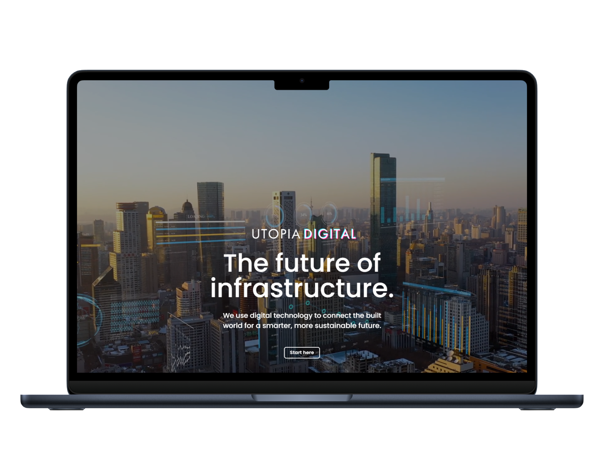 Utopia Digital webpage showing digital technology and infrastructure.