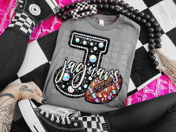 J jaguars leather rhinestone look