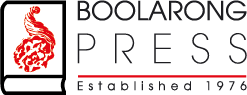 Logo of Boolarong Press, with a red dragon illustration and the company name, established 1976.