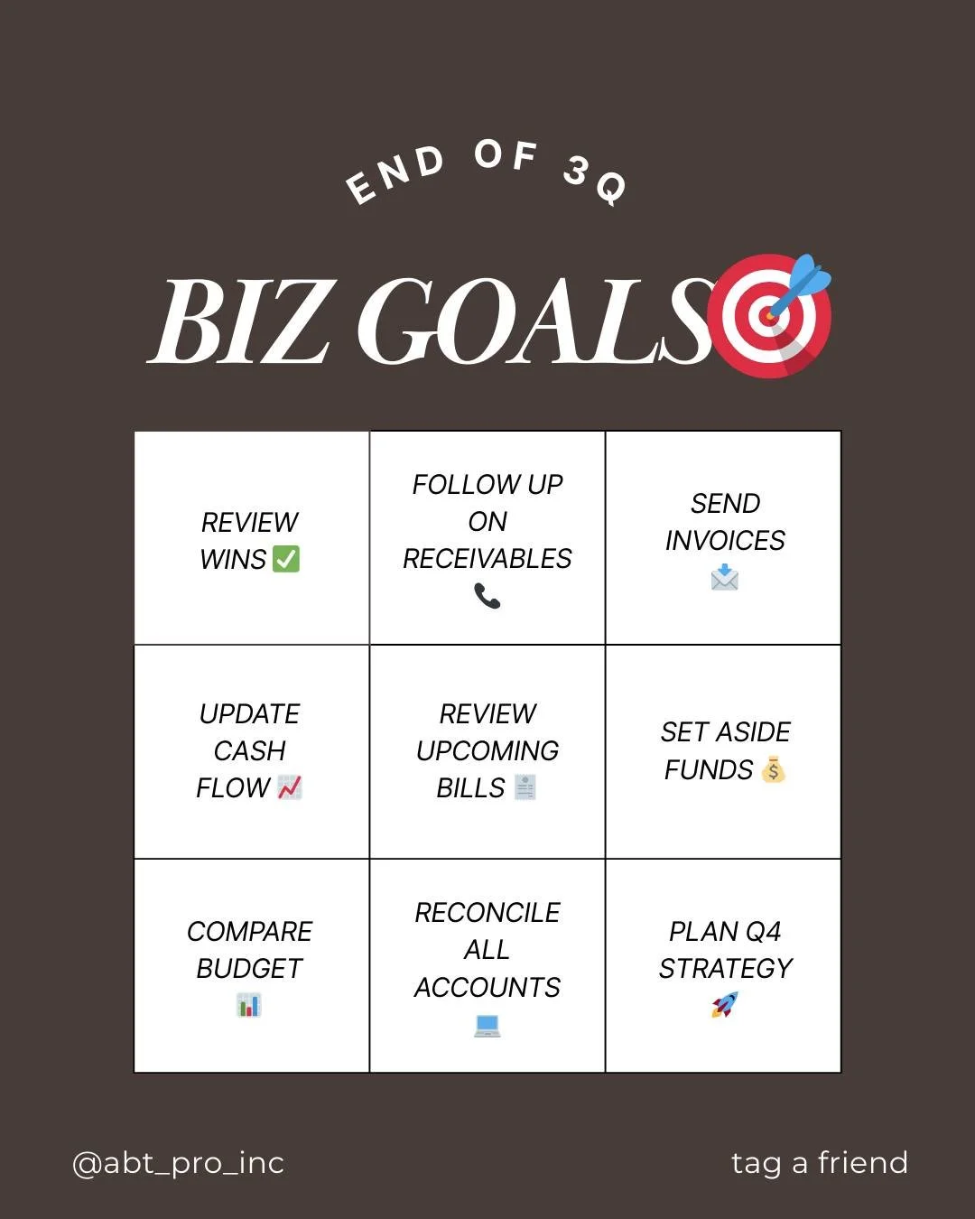Can you believe the third quarter is already wrapping up? 
This is the perfect moment to check in on your progress and refocus before the final stretch of the year.
Here are a few things to review!
What’s one business goal you want to hit be