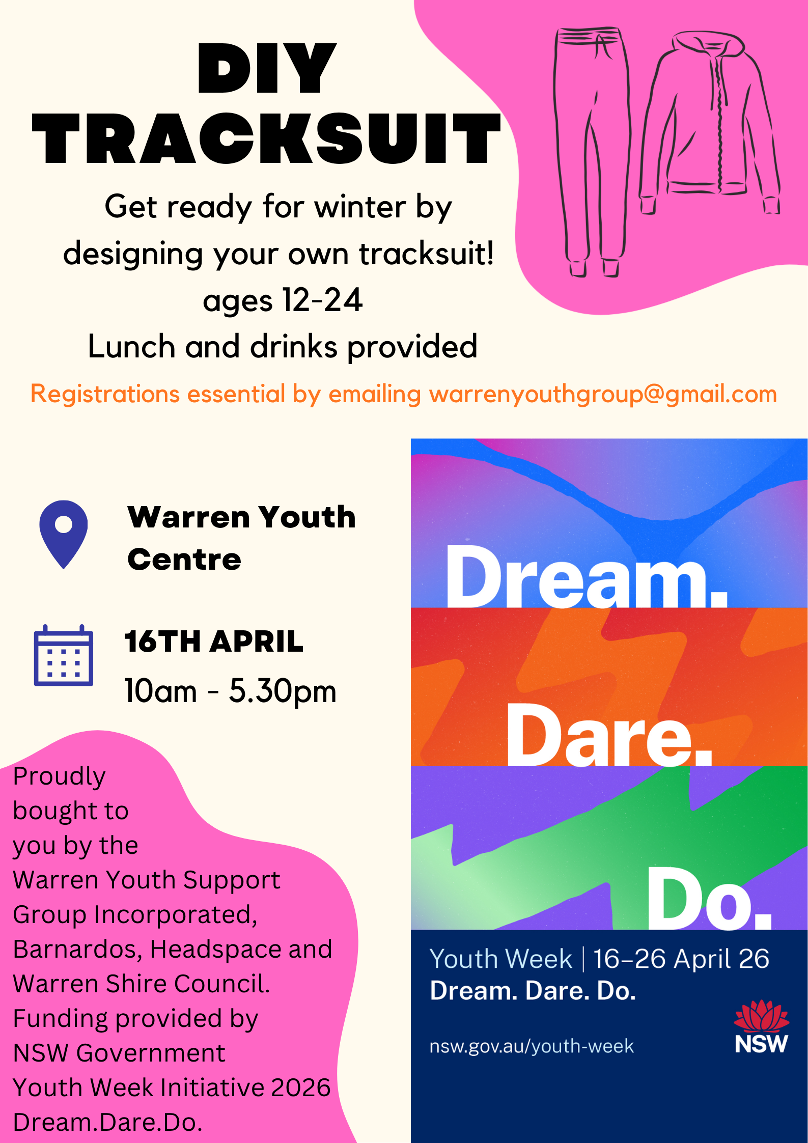 Youth Week 2026 Design your own Tracksuit Workshop