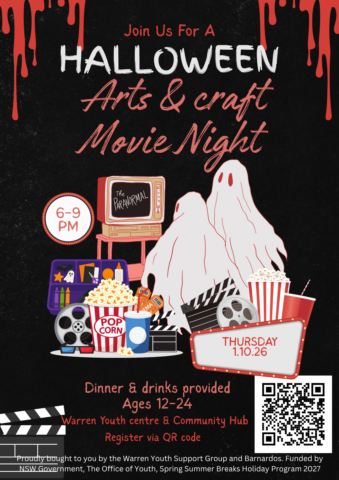 Halloween Movie, arts and craft night 