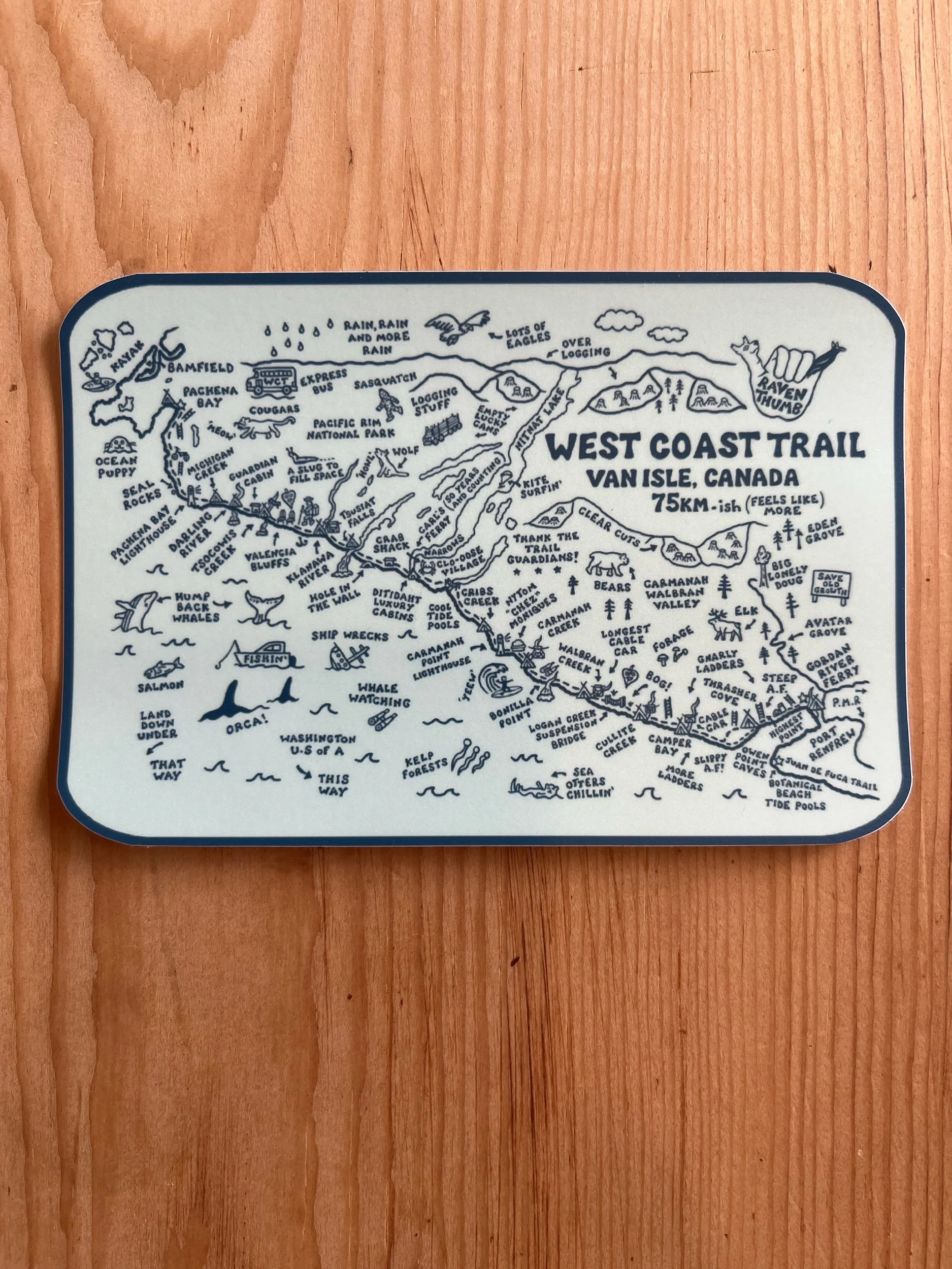 West Coast Trail Map - Sticker