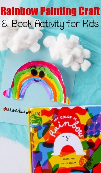 Photo of a completed kids' rainbow painting craft