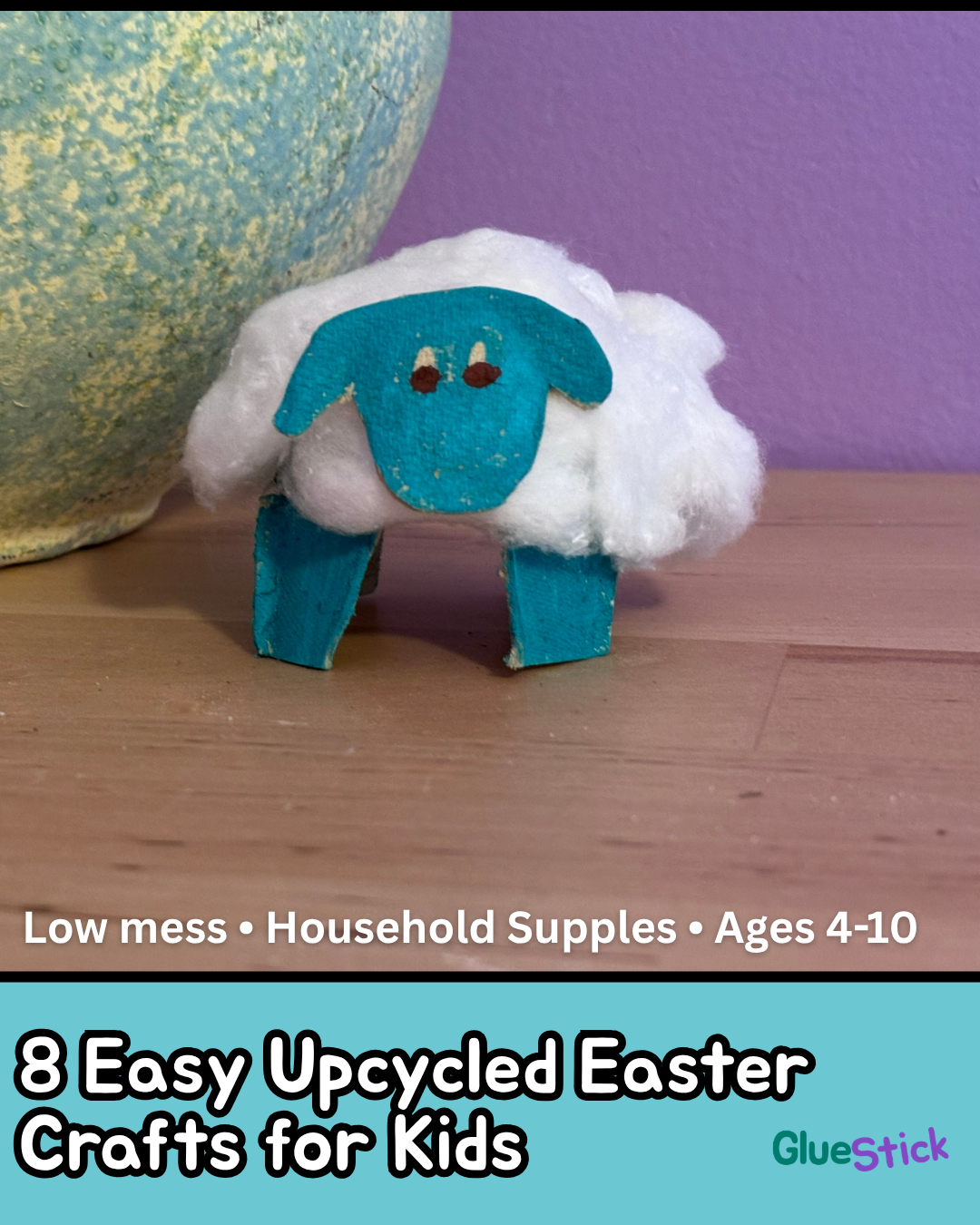 recycled egg carton sheep craft with header
