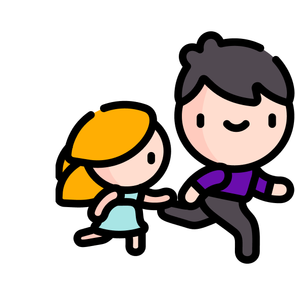 A boy and girl holding hands