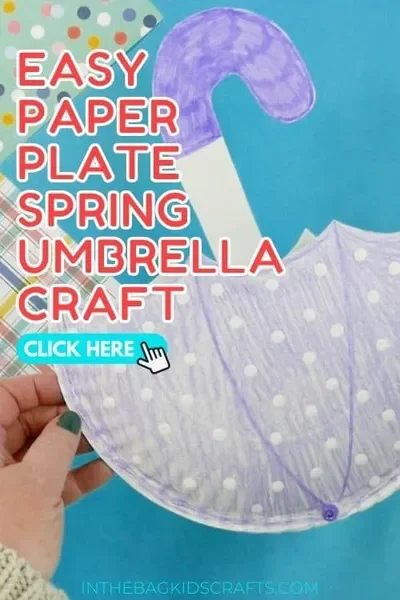 A small pouch in the shape of an umbrella made from paper plates. Header Paper Plate Spring Umbrella Craft. With the sub headers Click Here and inthebagkidscrafts.com