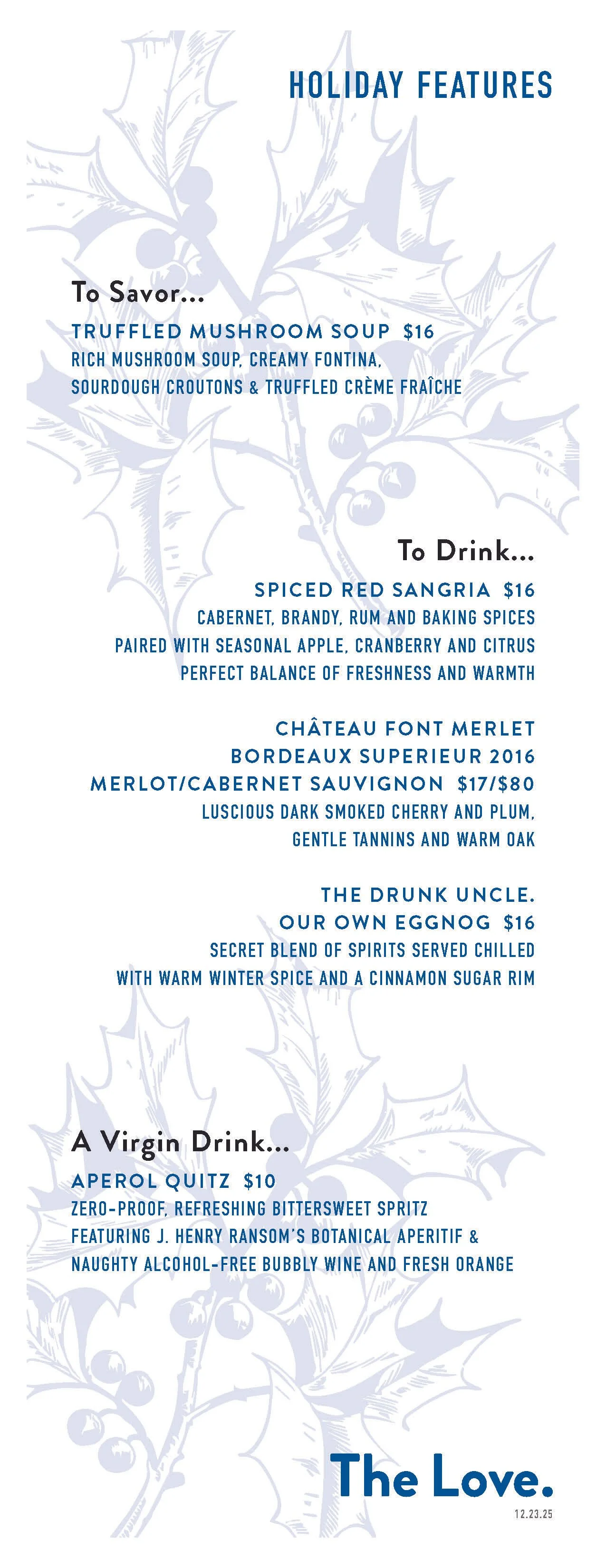 The Love Holiday Features