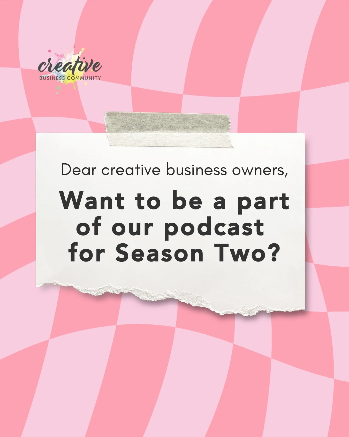Calling creative business owners 🎙️

As we get ready for Season Two, we&rsquo;d love to hear from people across the creative business space who have experiences, lessons, and stories to share.

If you run a creative business and would like to be par