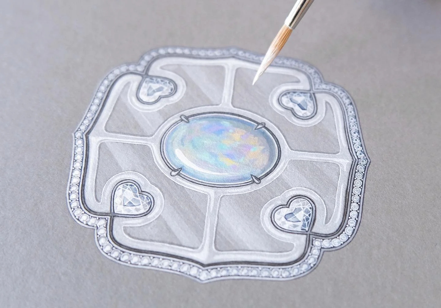 猪目・Inome

Inspired by the symbolism and history behind the heart-shaped pattern in Japan, this auspicious brooch is designed with four heart diamonds surrounding an mesmerizing white crystal opal set in carved rock crystal.

The origins of &ldquo;Ino