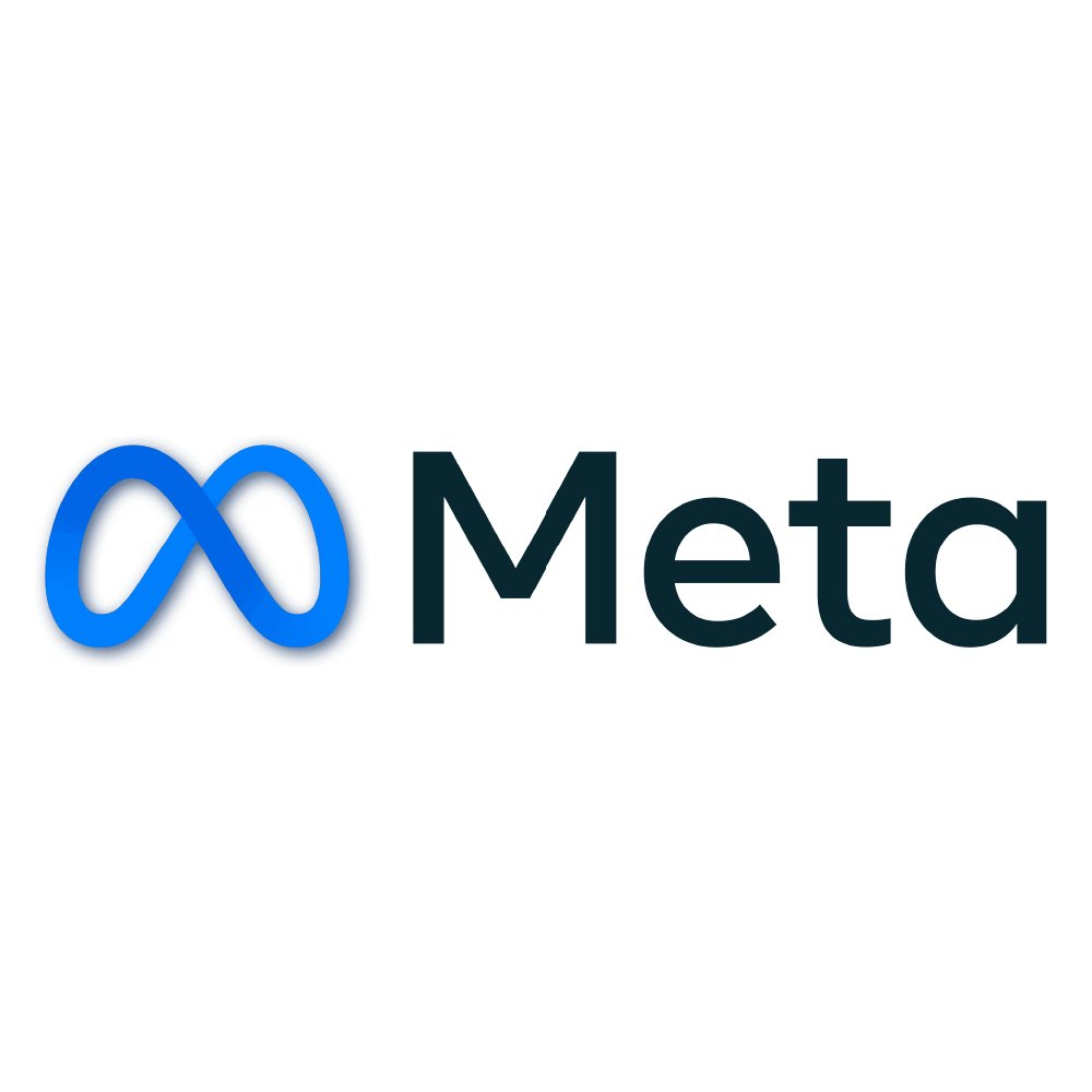 Meta logo with a looping blue symbol and the word 'Meta' in black text.