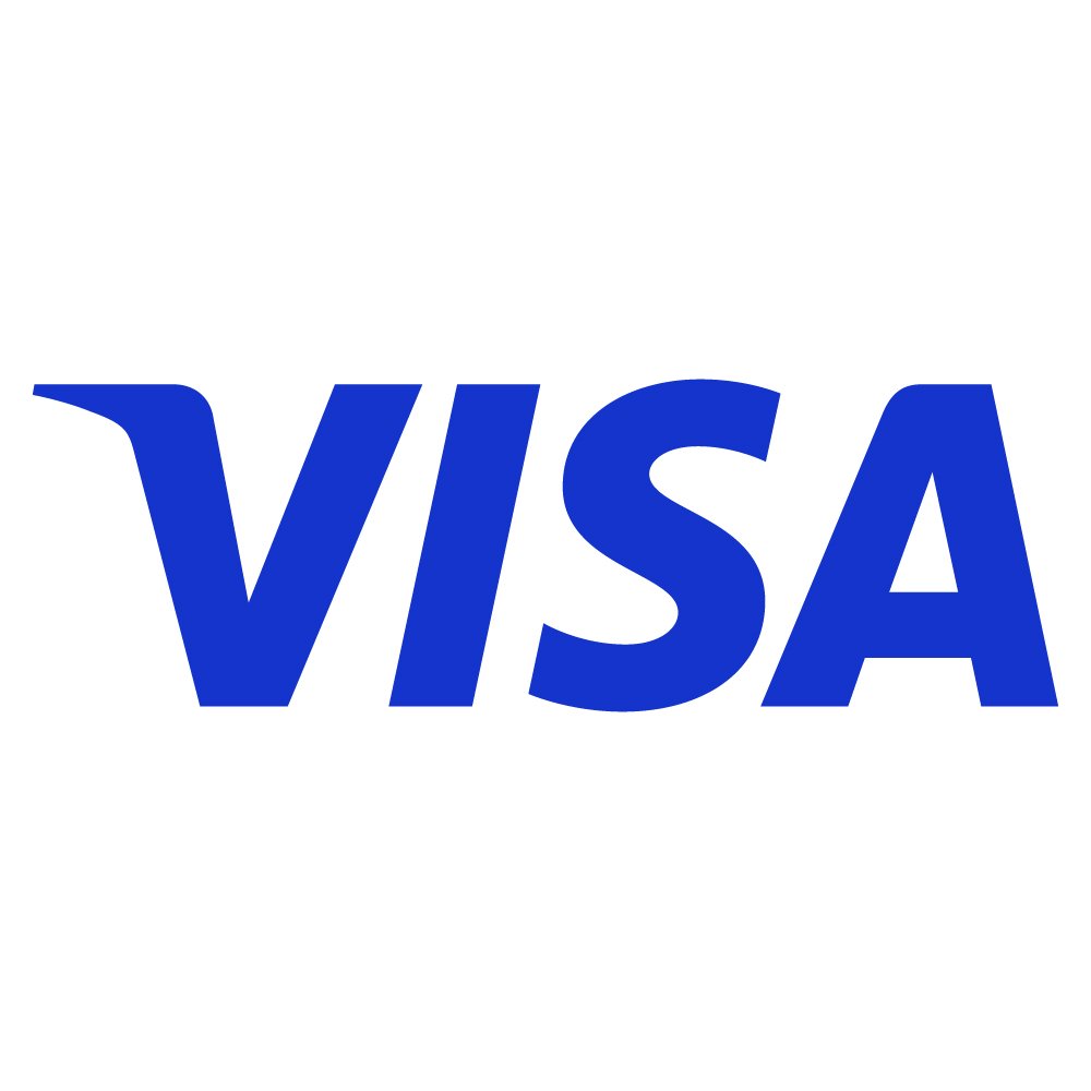 VISA logo in blue text on a white background.