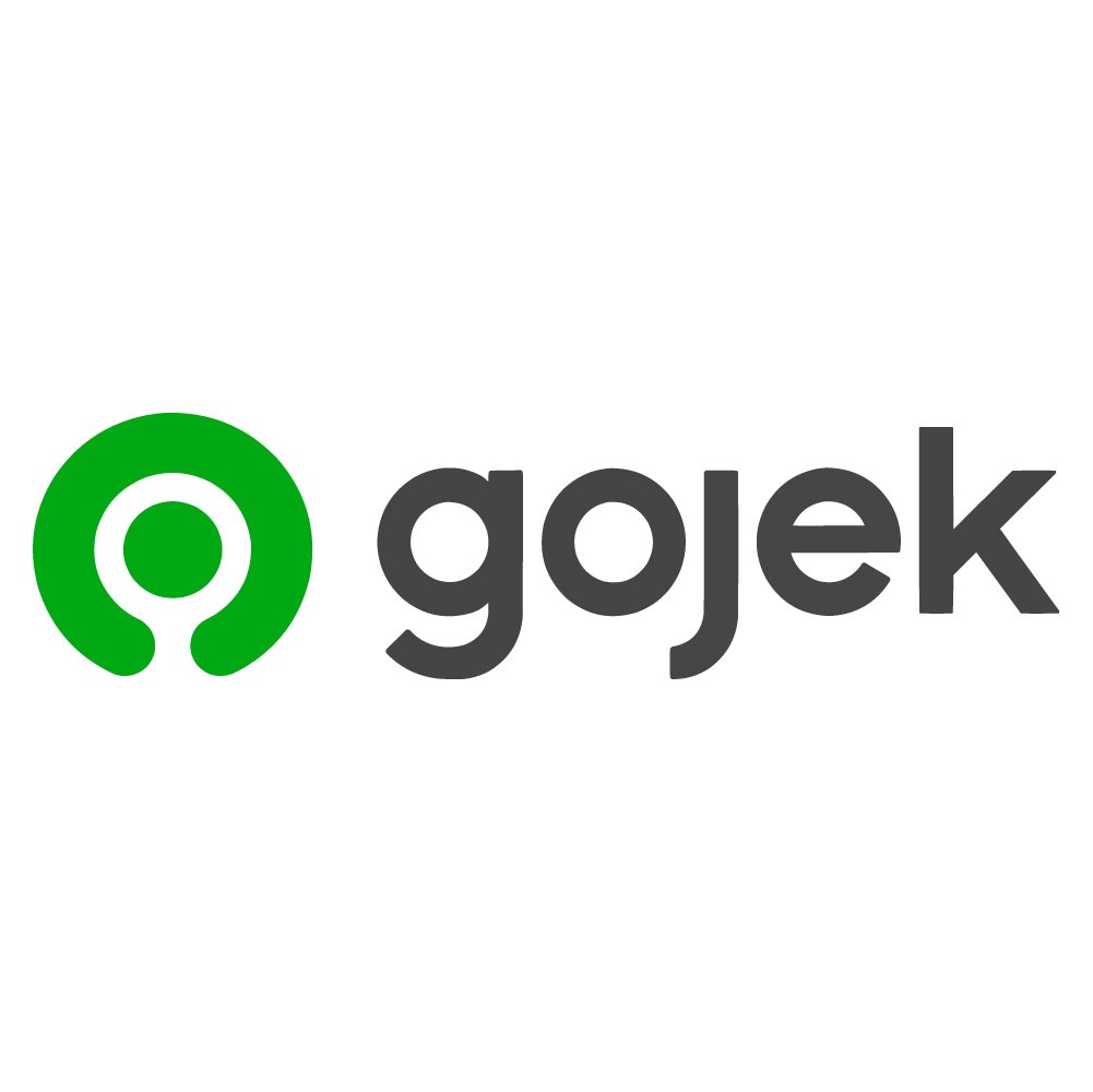 Gojek logo with green icon and gray text on a white background.