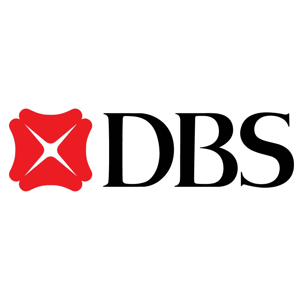 Logo with a red abstract shape and the black letters 'DBS'.