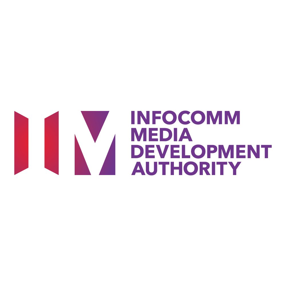 Logo of the Information Media Development Authority featuring stylized letters and purple text.