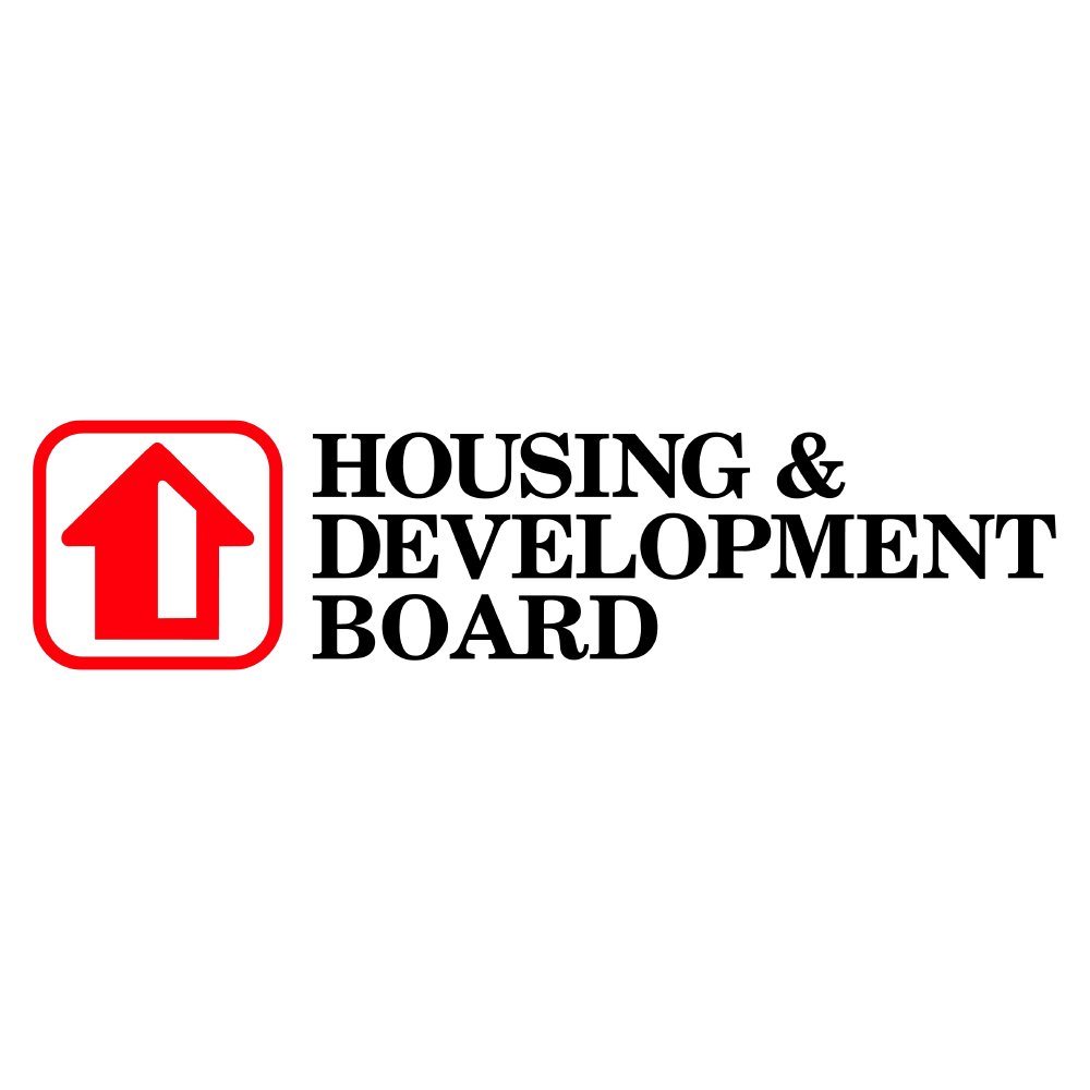 Logo of the Housing and Development Board with a red upward arrow inside a rounded square, next to the text 'Housing & Development Board' in black.