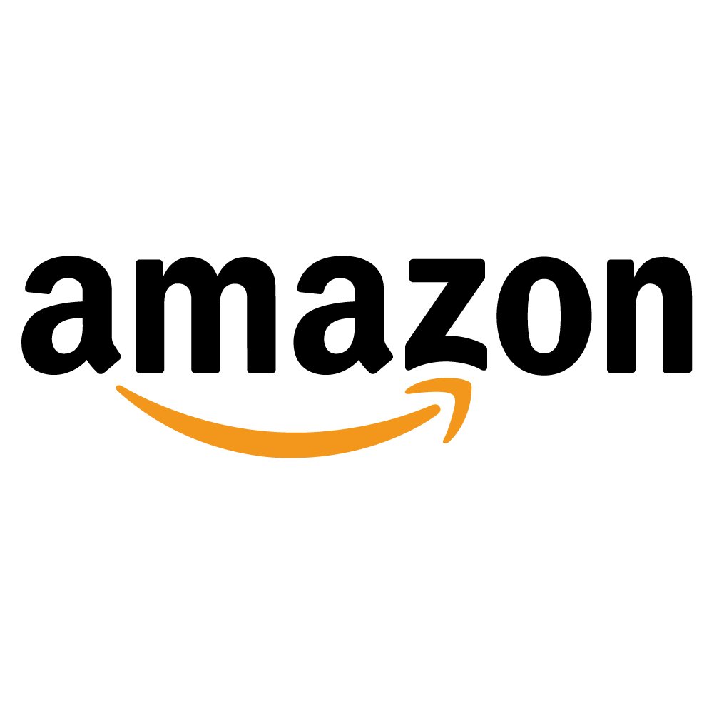 Amazon logo with black text and orange smile arrow underneath