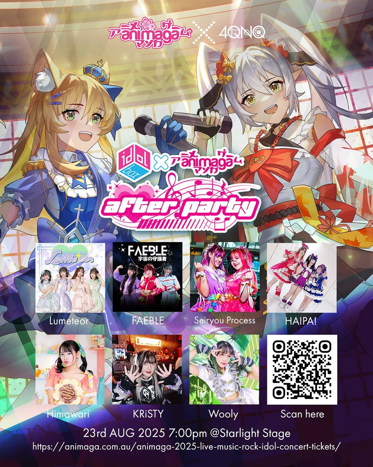 🌸 IDOL BOX X ANIMAGA AFTERPARTY 🌸

Faeble will be returning to MCEC after con hours for the Animaga Idol After Party! We&rsquo;ll be bringing new songs, new costumes, and a whole lot of energy to kick off Saturday night &mdash; come see us! 

#kaig