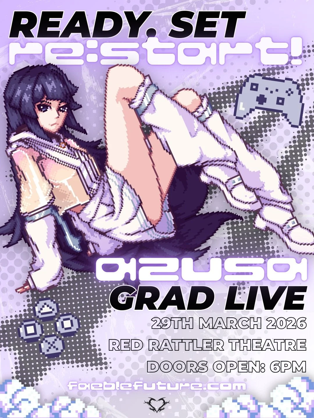 READY. SET! RE:START 💜 &mdash; Azusa Graduation Live

Come send off Azusa with Faeble at our next one-man-live! 

🗓️ 29.03.26
📍 Red Rattler, Marrickville 
⏱️ Doors open &mdash; 6PM 

#jidol #kaigai #kaigaiidol #overseasidol #jpop