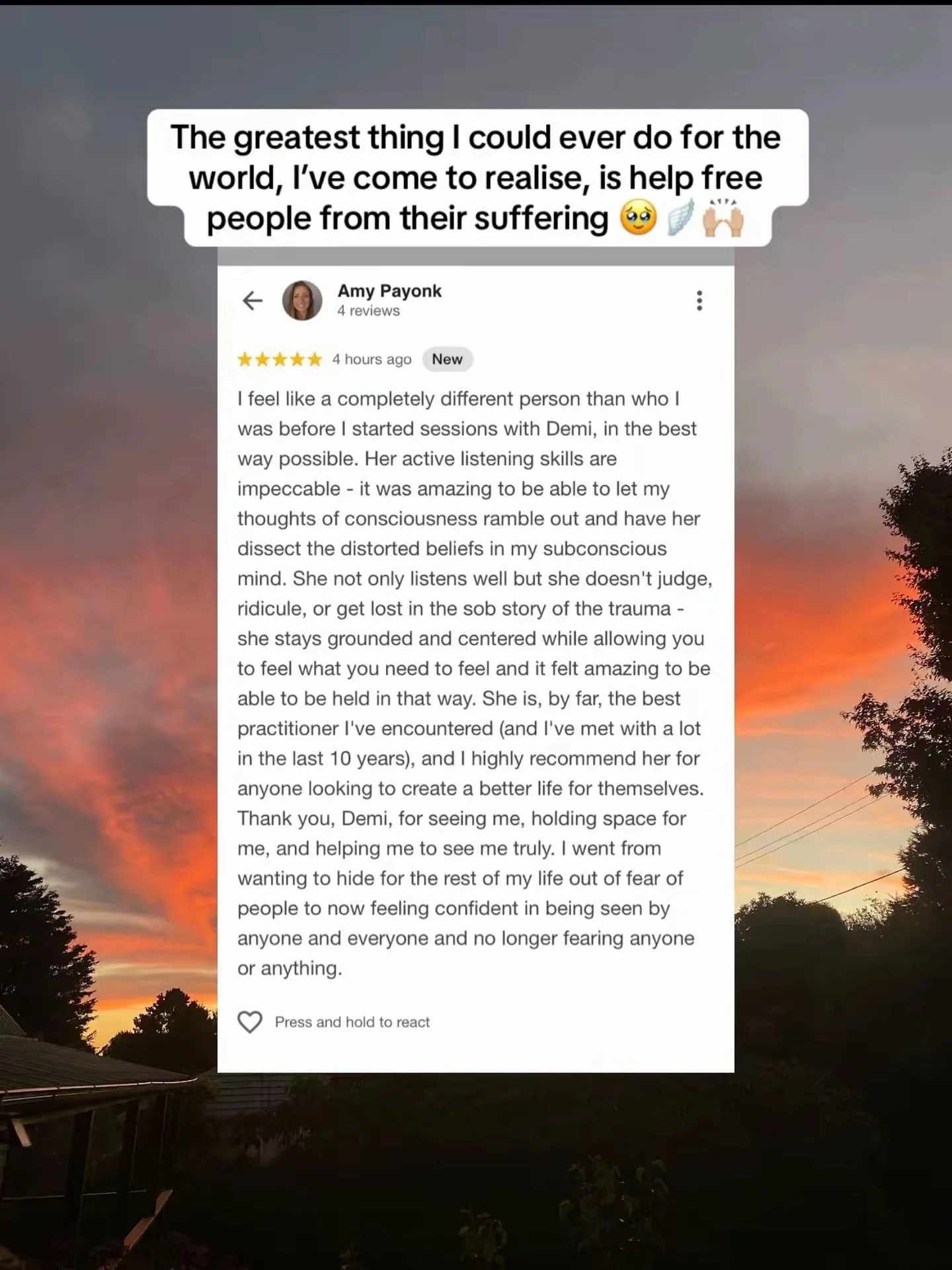 I want to hear from YOU, either in my comments or dms, or on google reviews, how has my work in EFT Tapping found you and impacted you??? 

Story time: 
There was a time when I almost didn&rsquo;t step into this career. There have been days when I ha
