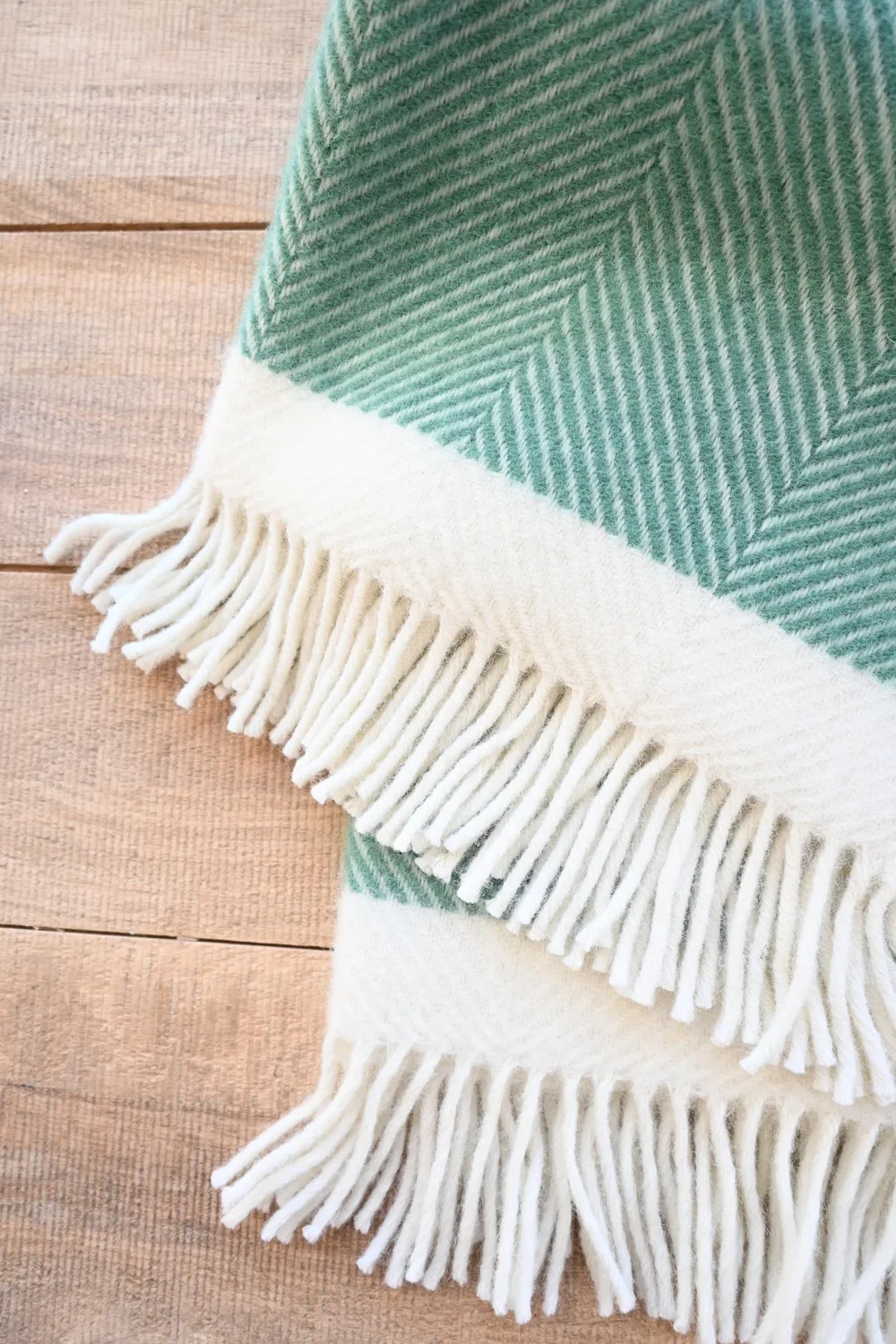 Sea Green Herringbone Blanket.webp