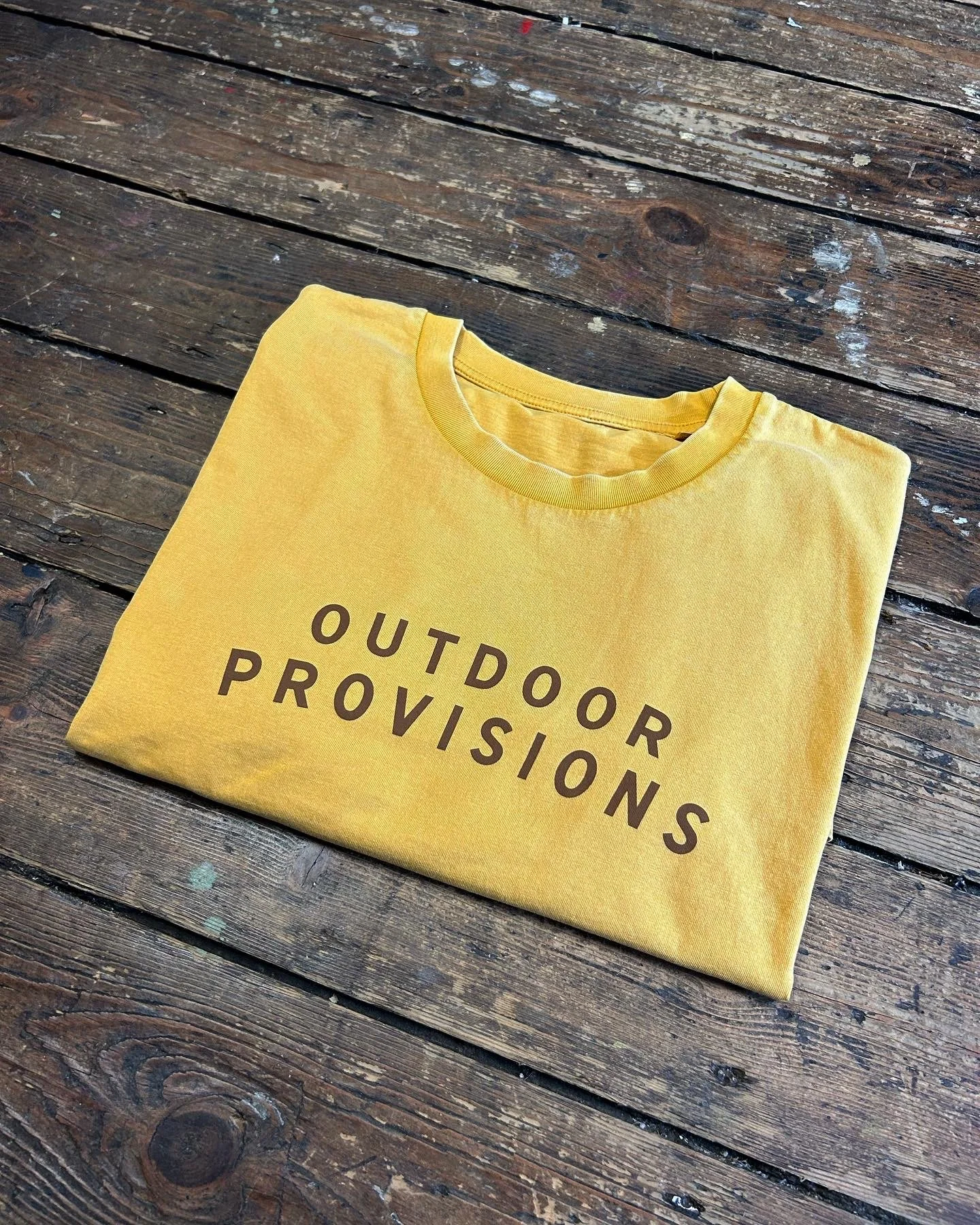 Vintage effect organic tee, sourced and printed for Outdoor Provisions.