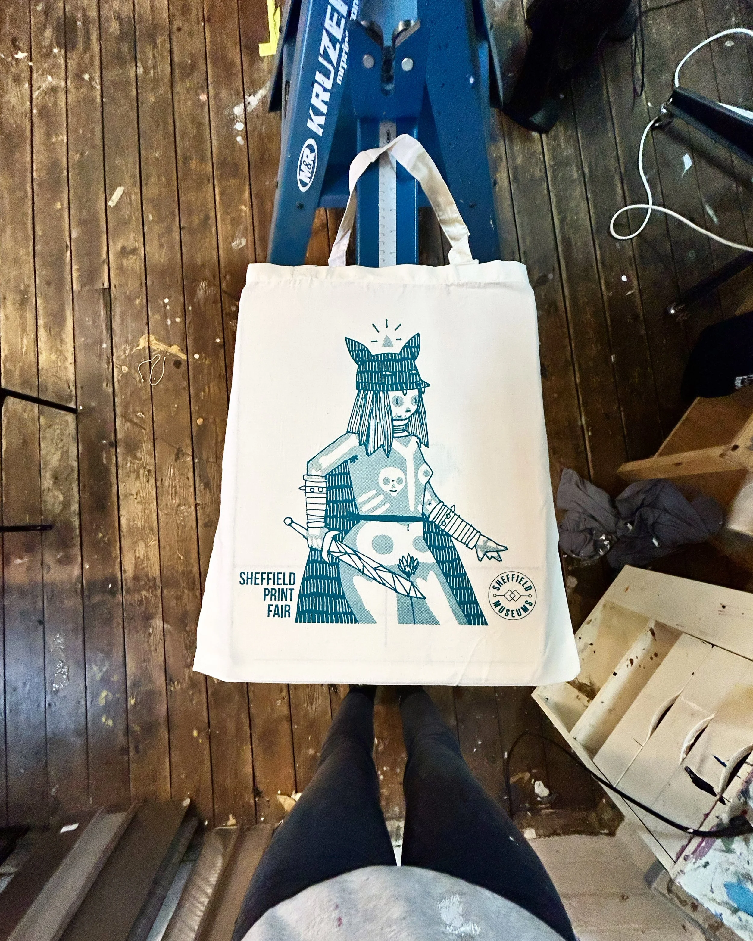 Thrilled to be one of the sponsors of the 2023 Sheffield Print Fair! We provided these organic totes with design by Kid Acne. 