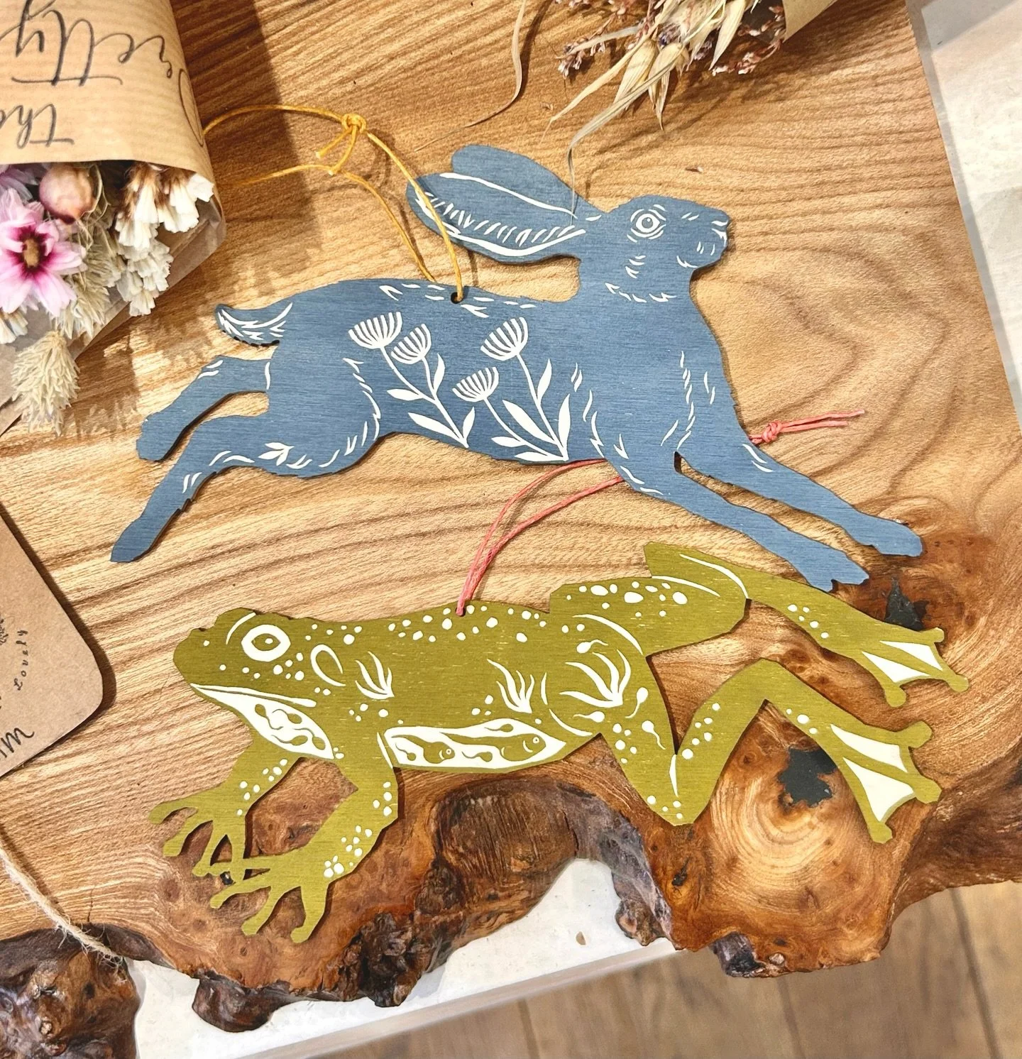 We&rsquo;ve had a lovely little delivery from @folded_forest in the gallery 🐇🐸

&bull;

We have a couple of new designs, a lovely blue hare and a charming green frog! 

&bull;

Everything they make begins as hand cut paper or lino drawings, before 