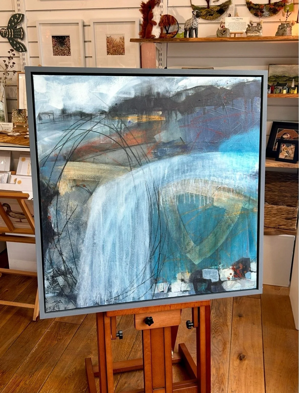 We have had a fantastic new delivery of artwork from @samharrisonartist 🩵

&bull;

Sam&rsquo;s work is full of rich colour, texture and movement, inspired by the landscapes and changing atmosphere of the Lake District around her. Working with acryli