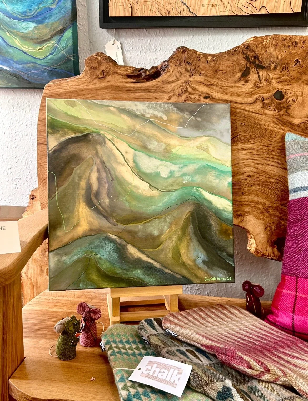 New in from Charlotte Gurran, &lsquo;Glinting Air&rsquo; 🍃

&bull;

Layers of soft greens, blues and earthy tones drift across the canvas, creating a landscape that feels both familiar and fleeting. There is a lovely sense of movement throughout the