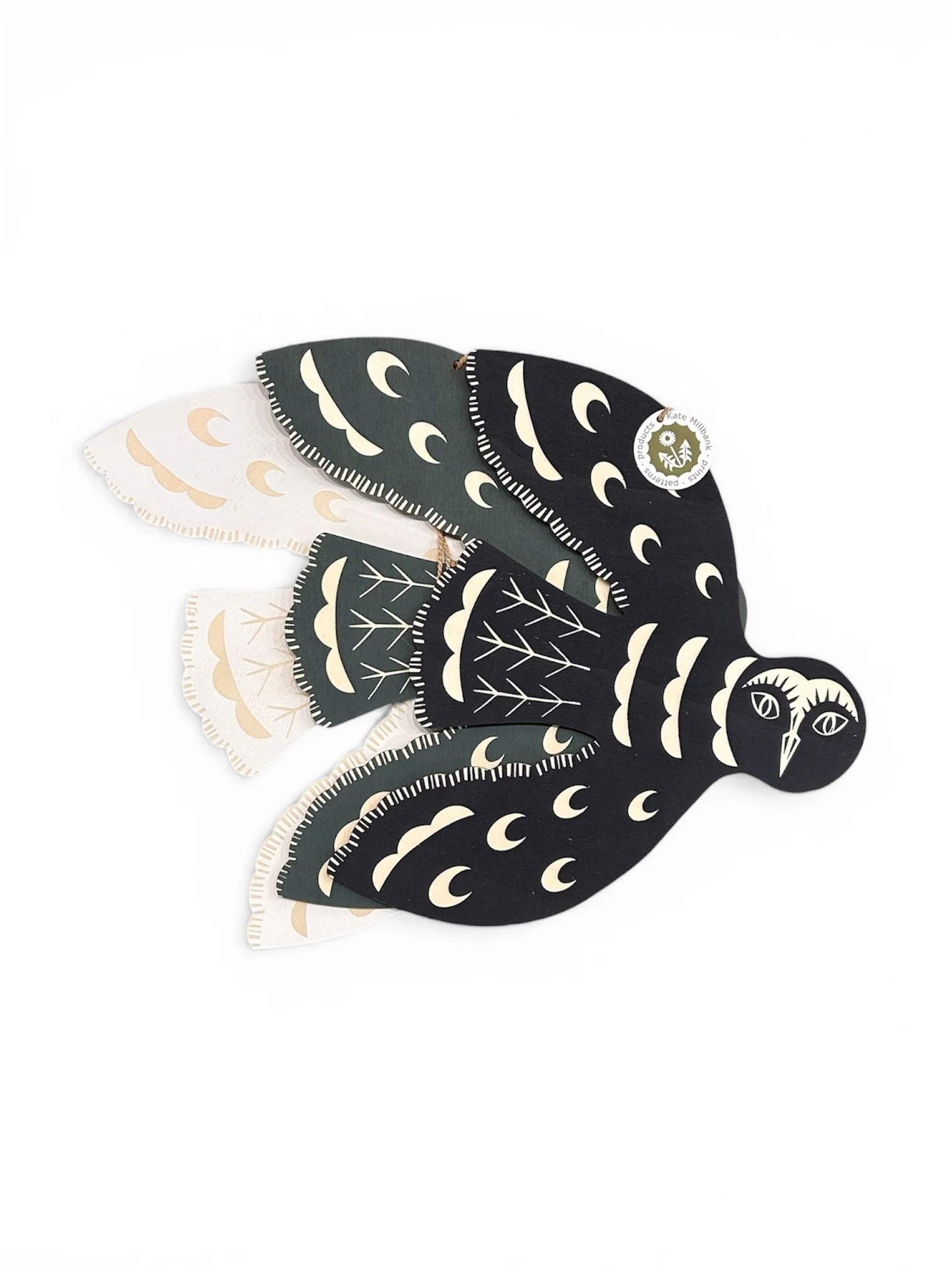 Screenprinted Owl Wooden Decoration