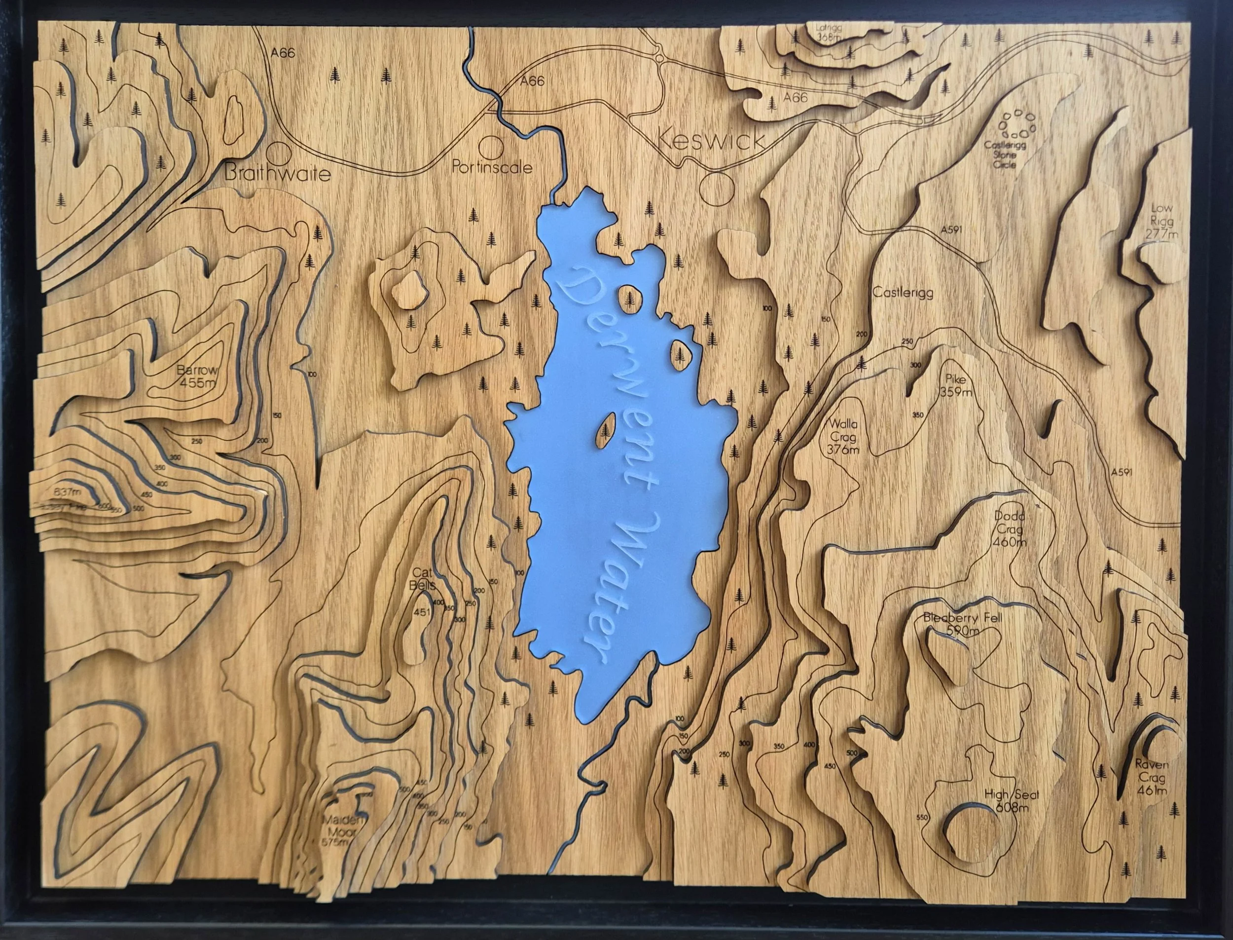 Derwent Water Topography Framed Picture