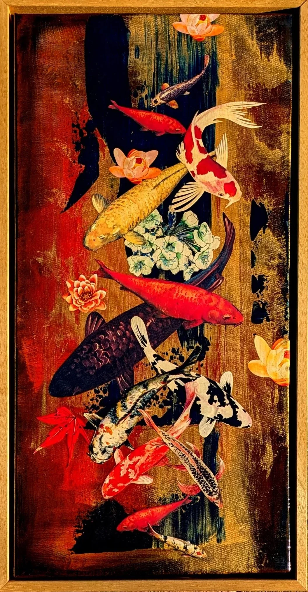 Koi on Gold/Vermillion