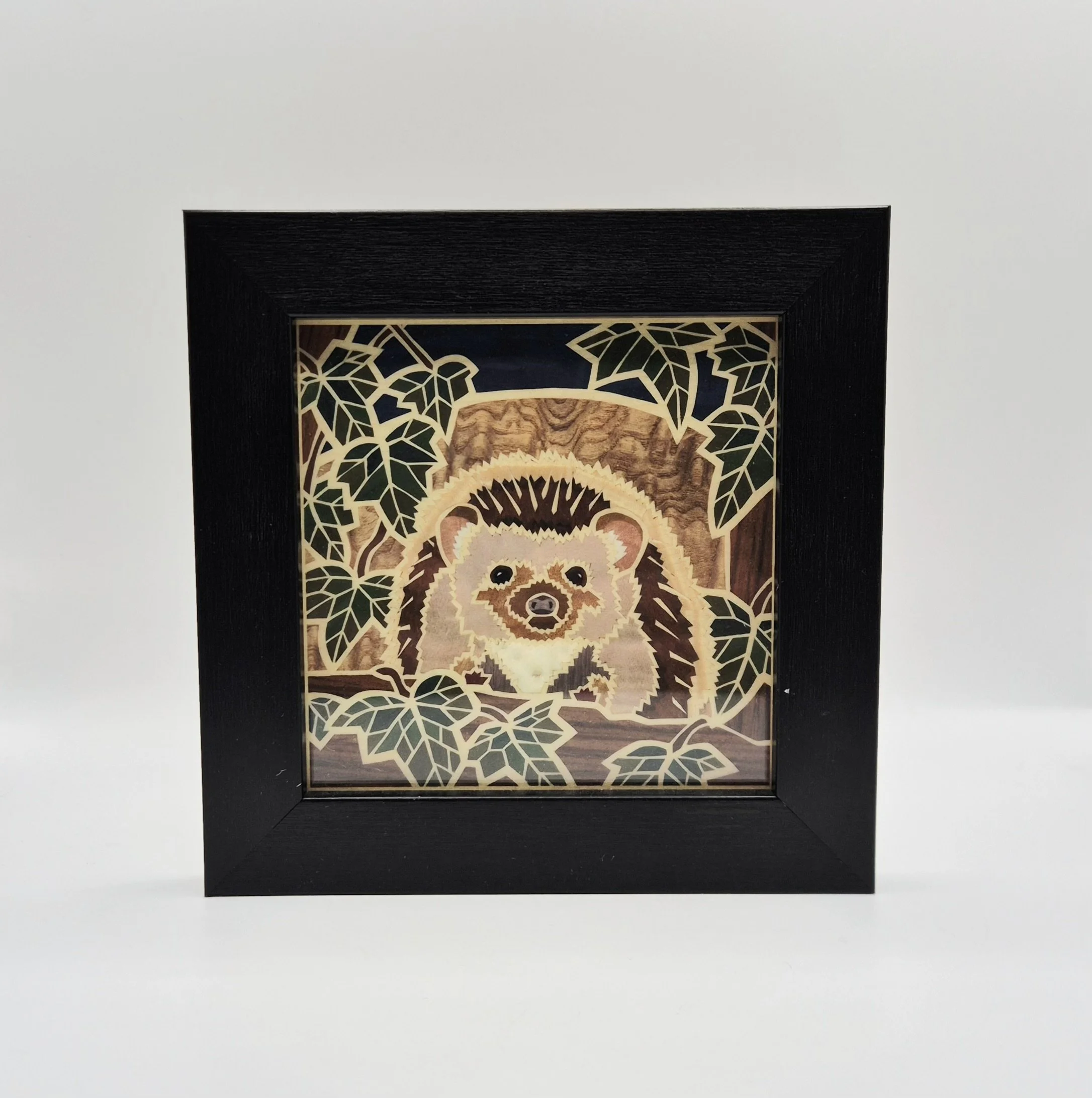 Hedgehog framed Marquetry print