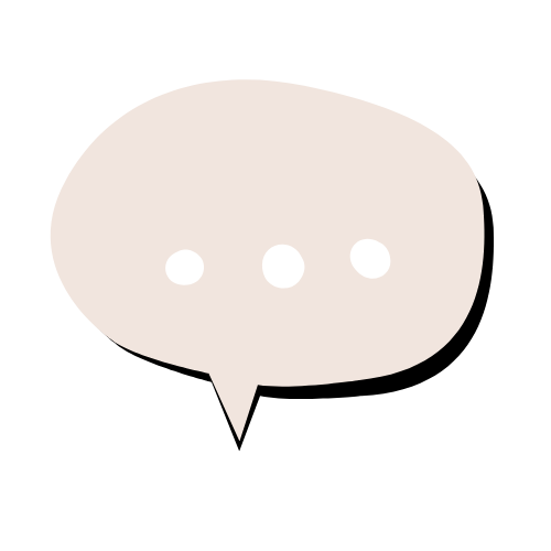 Grafisk bild av beige pratbubbla med 3 prickar i