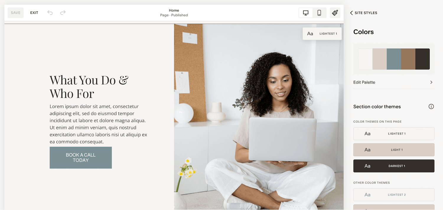 Colour Settings in Squarespace