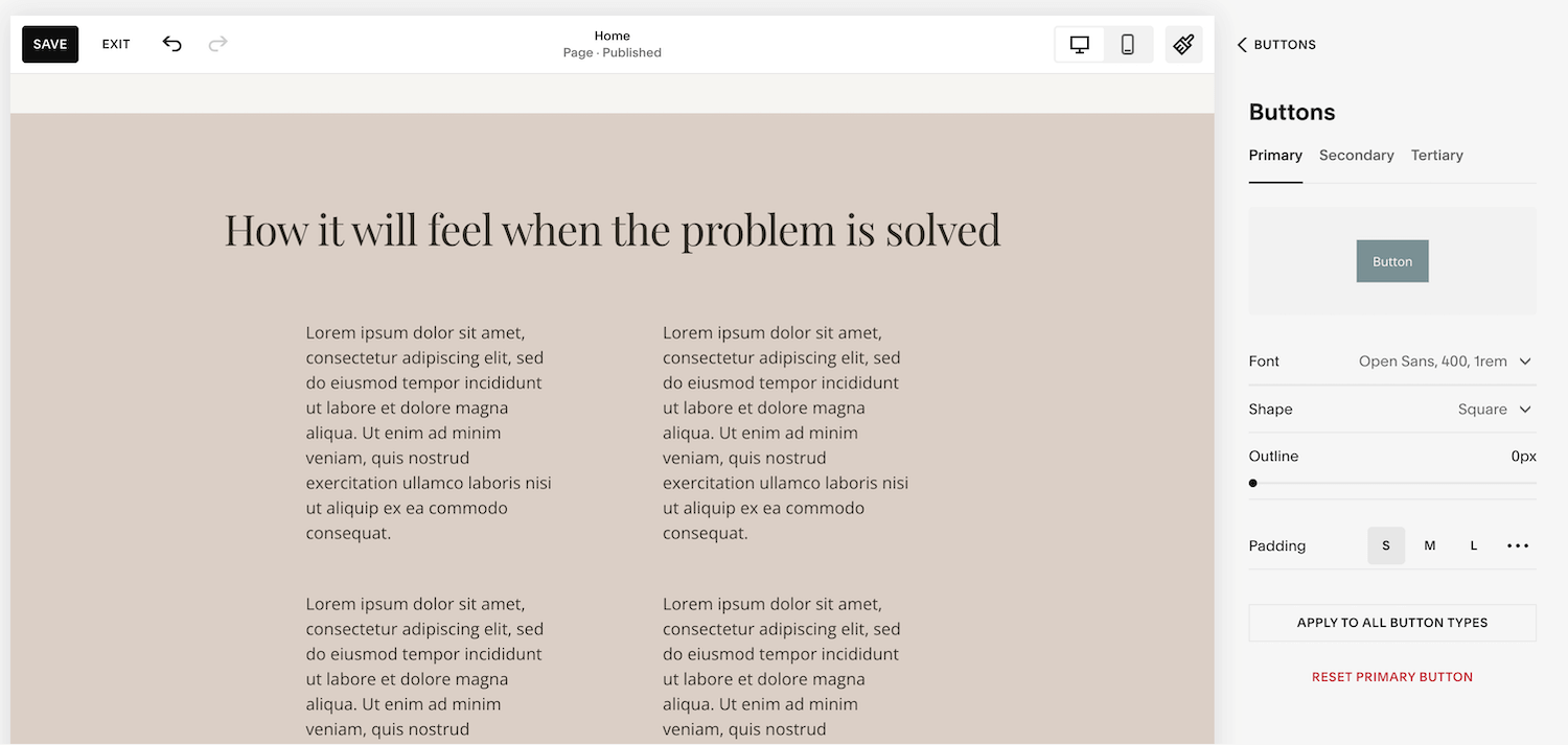 Changing Button Fonts in Squarespace