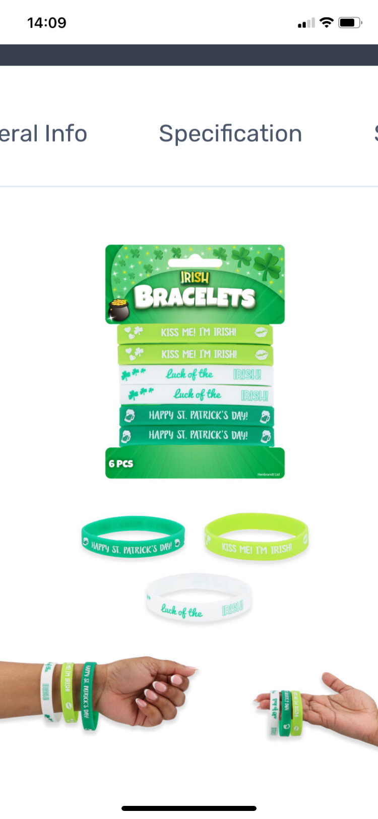 PACK OF 6 IRISH NOVELTY SILICONE BRACELETS