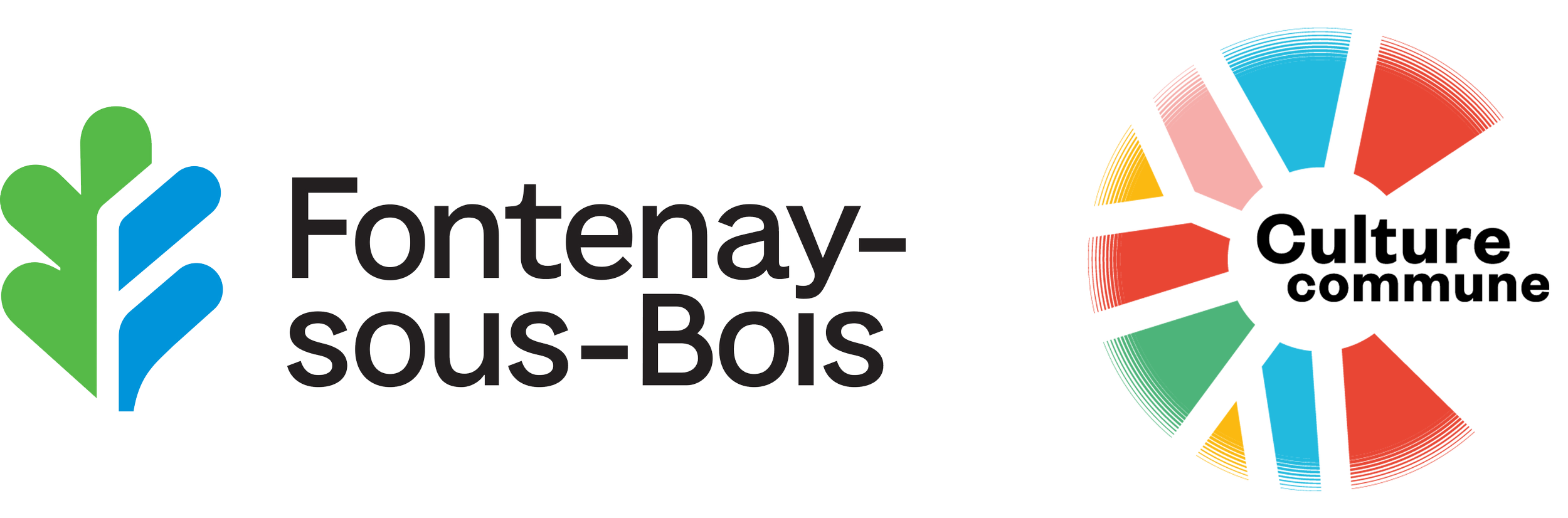 Logo de Fontenay-sous-Bois avec une main stylisée verte et bleue et un graphique de couleurs diverses.