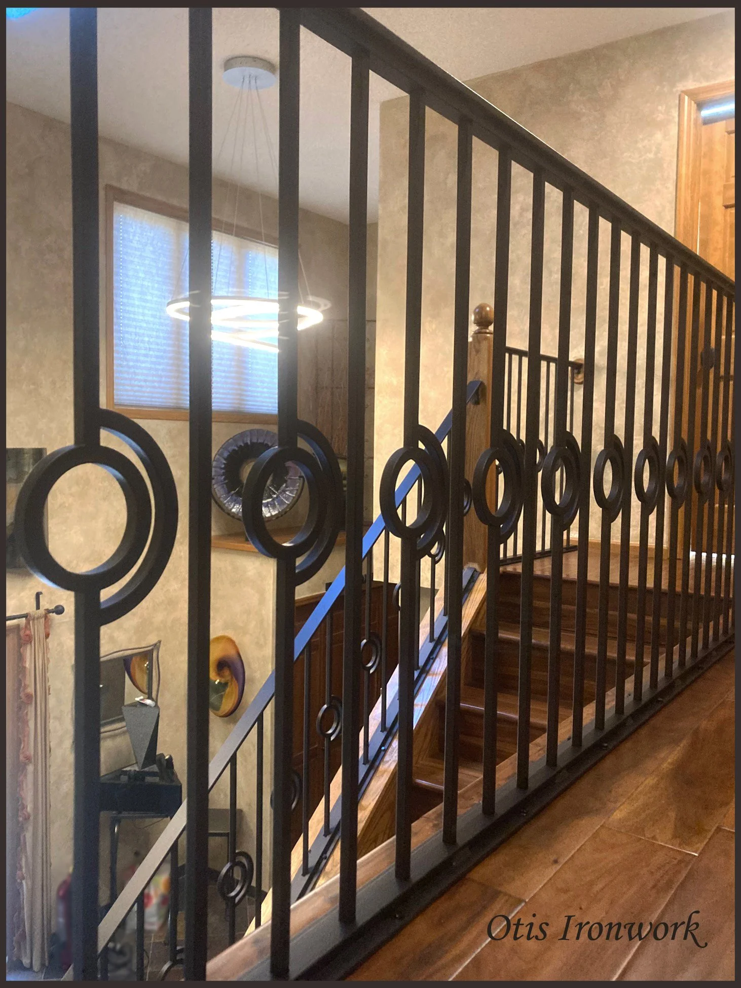 Custom railings handcrafted by Otis Ironwork. Welded from quality materials including a durable powder coat paint finish and professional installation. Call Otis Ironwork at 507-995-3745 to get your railing project started.