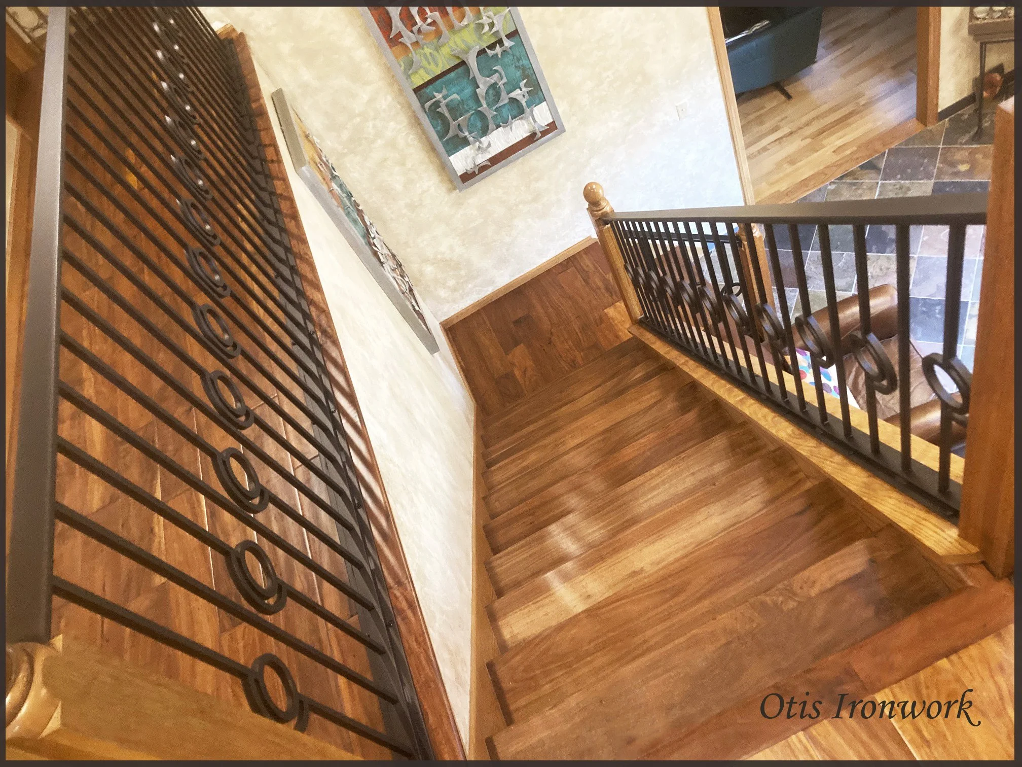 Custom railings handcrafted by Otis Ironwork. Welded from quality materials including a durable powder coat paint finish and professional installation. Call Otis Ironwork at 507-995-3745 to get your railing project started.