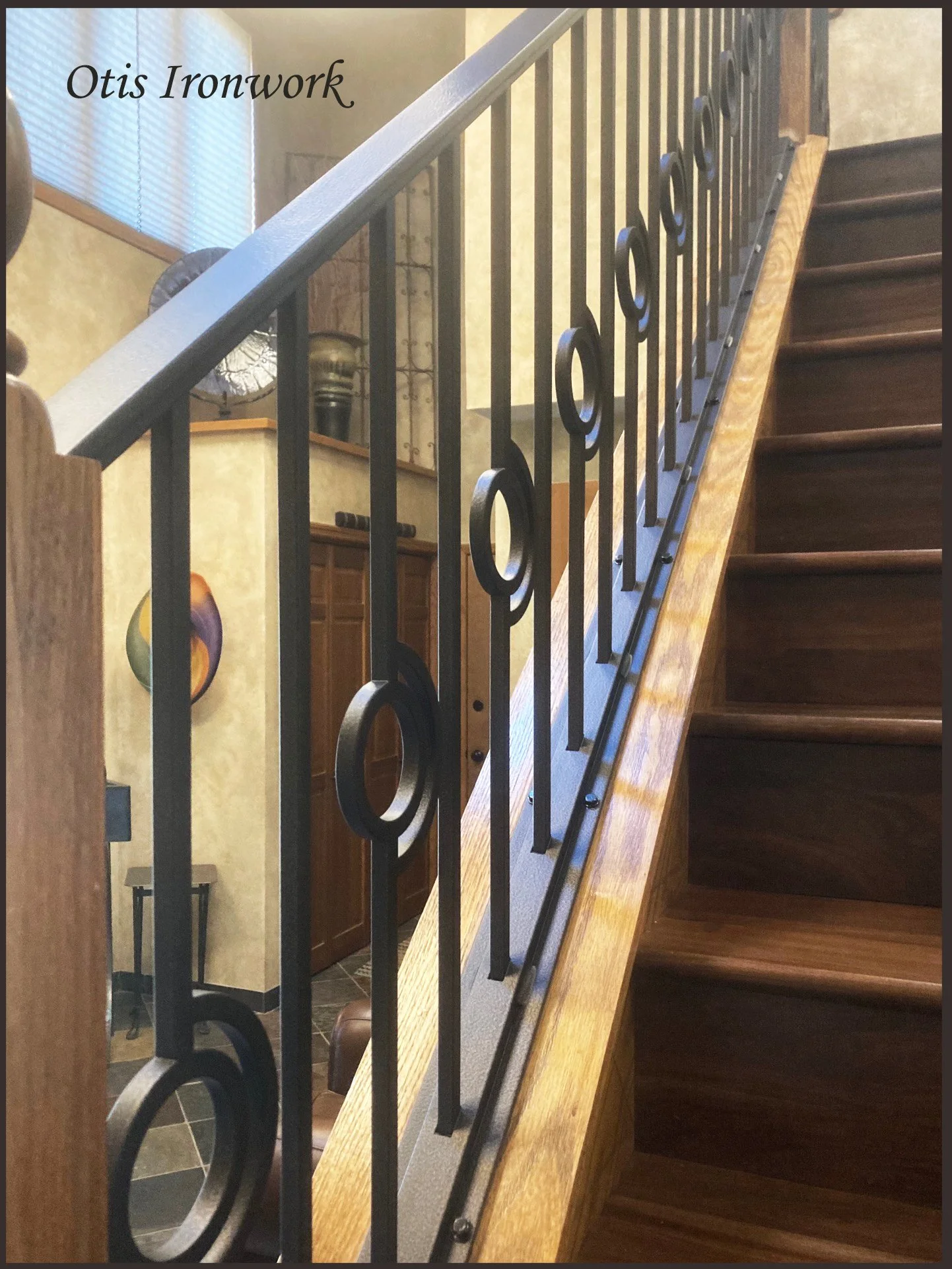 Custom railings handcrafted by Otis Ironwork. Welded from quality materials including a durable powder coat paint finish and professional installation. Call Otis Ironwork at 507-995-3745 to get your railing project started.