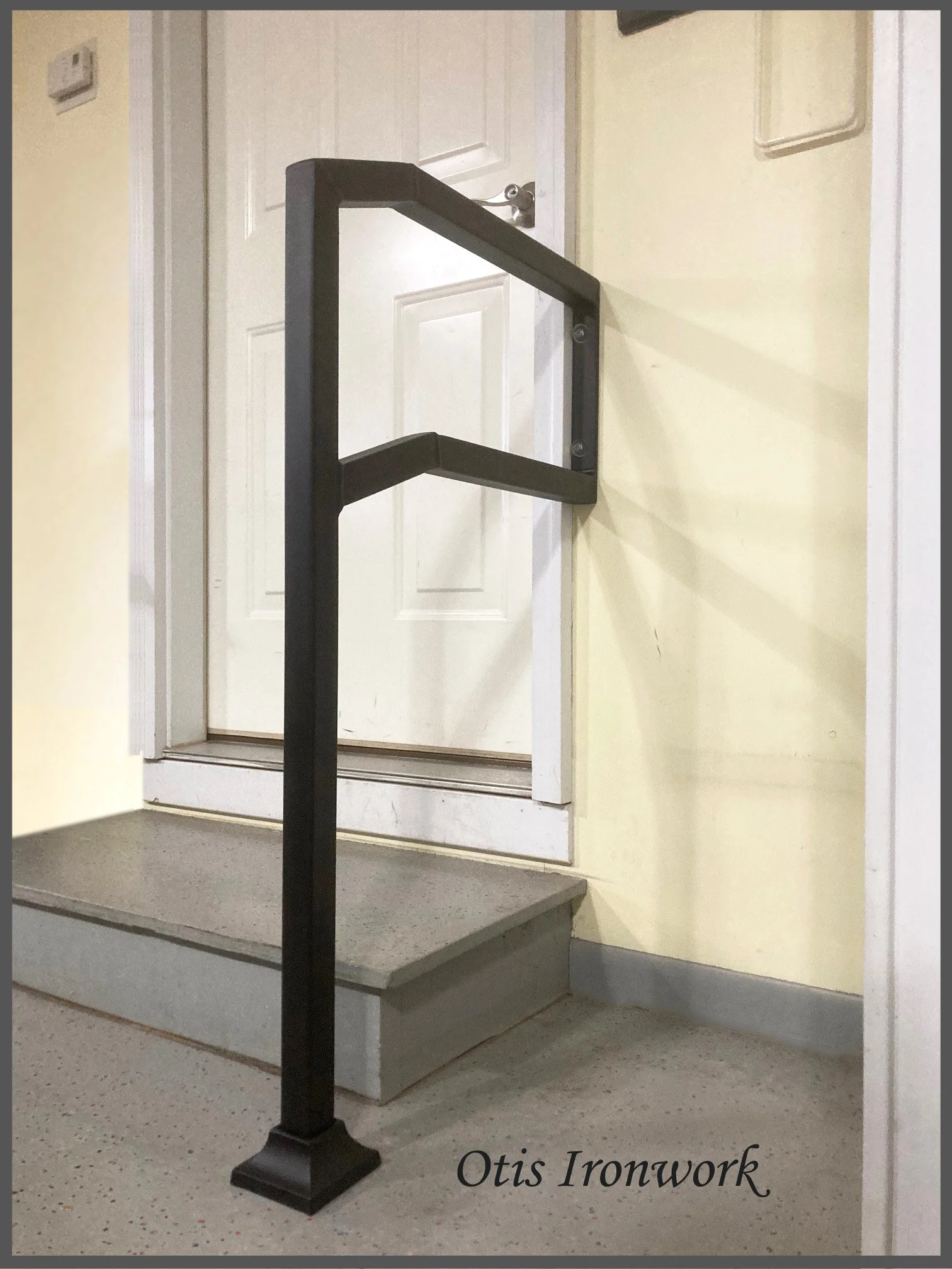 Custom railings handcrafted by Otis Ironwork. Welded from quality materials including a durable powder coat paint finish and professional installation. Call Otis Ironwork at 507-995-3745 to get your railing project started.
